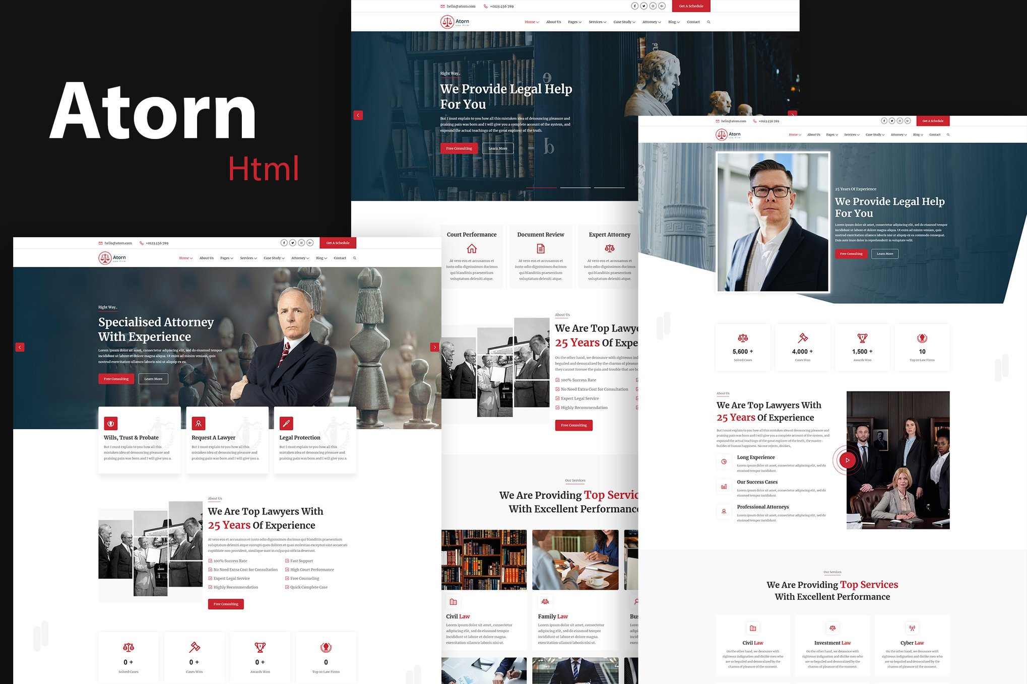 Imagen de portada de Atorn - Law Firm & Attorney Website HTML Template (plantilla web)