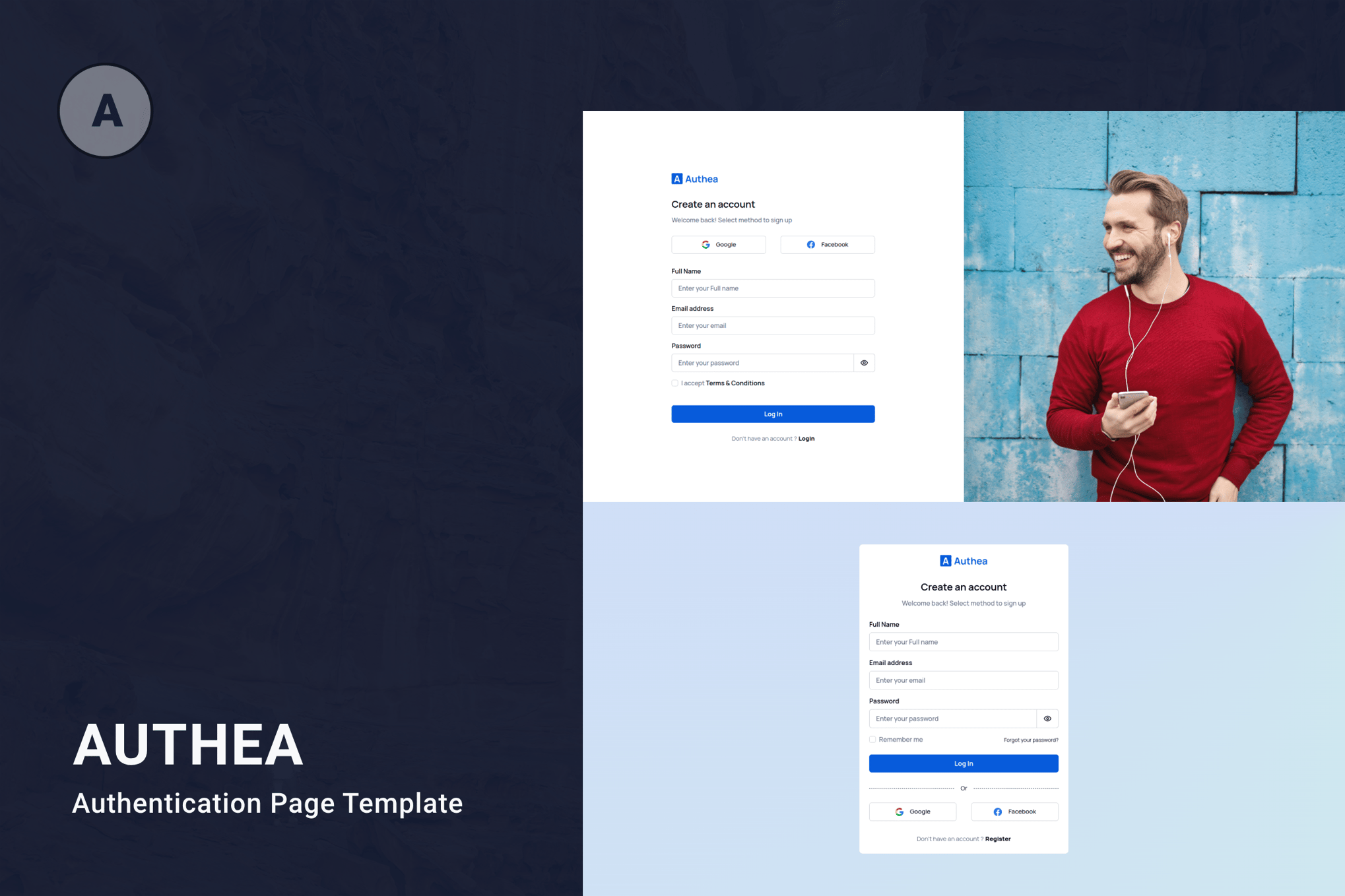 Imagen de portada de Auth Pages Tailwind HTML Template - Authea (plantilla web)