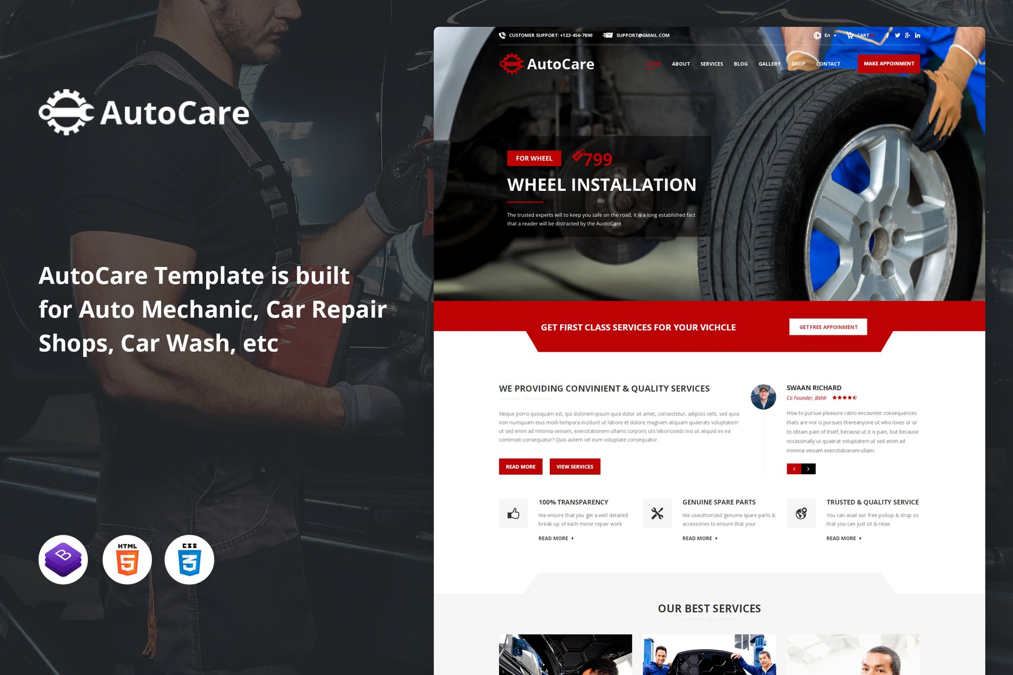 Imagen de portada de Auto Care - Car Mechanic HTML5 Template (plantilla web)