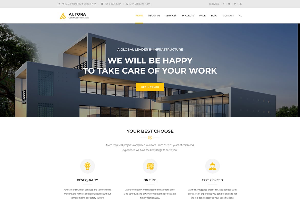 Imagen de portada de Autora - React JS Construction Business Template (plantilla web)