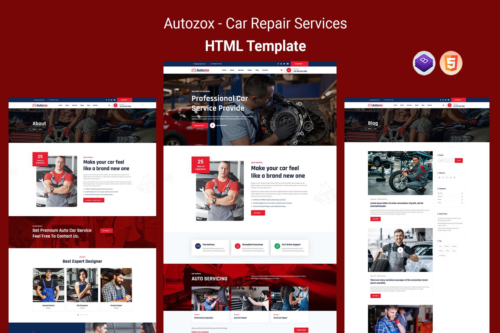Imagen de portada de Autozox - Car Repair Services HTML Template (plantilla web)