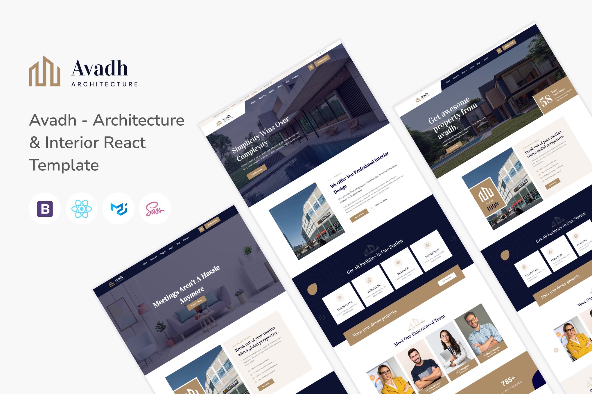 Imagen de portada de Avadh - Architecture & Interior React Template (plantilla web)