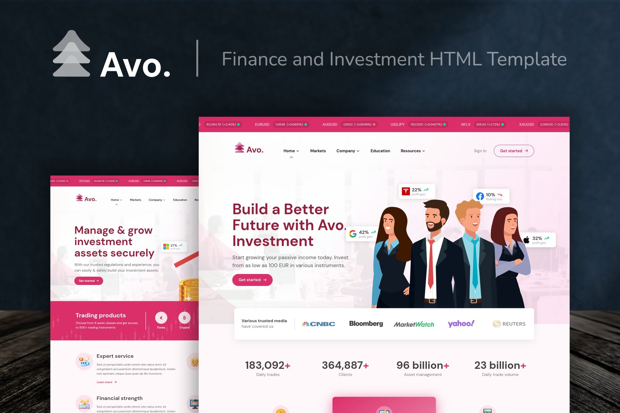 Imagen de portada de Avo - Finance and Investment HTML Template (plantilla web)