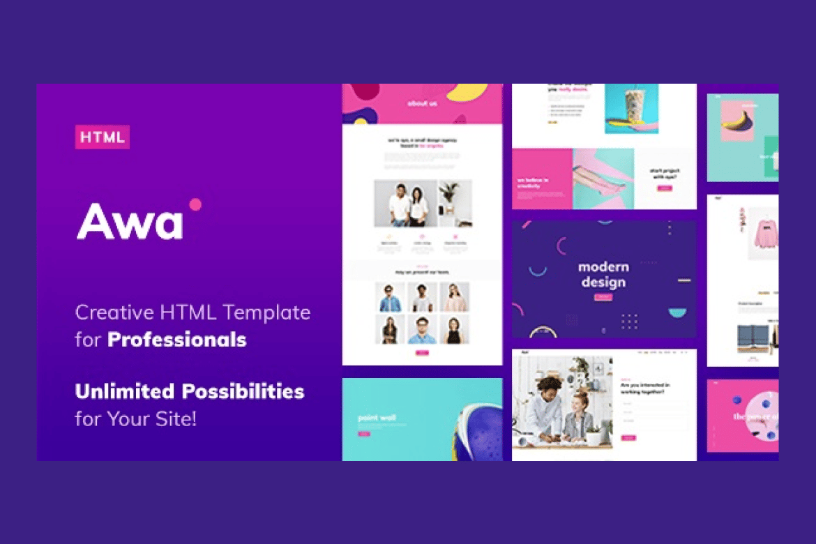 Imagen de portada de AWA - Portfolio HTML Template (plantilla web)