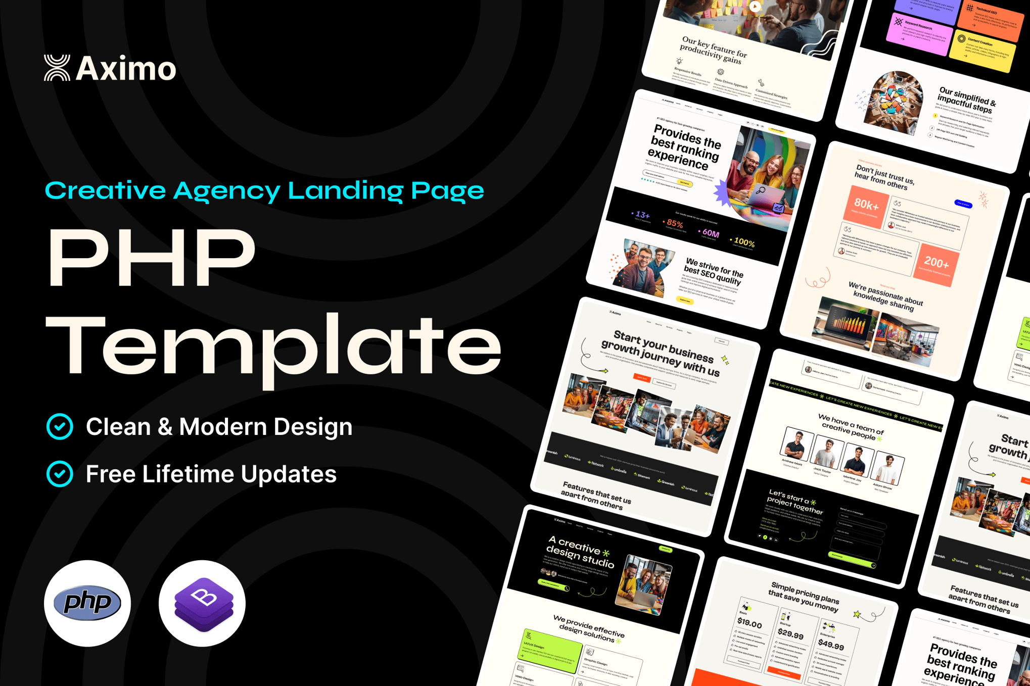 Imagen de portada de Aximo - Creative Agency PHP Template (plantilla web)