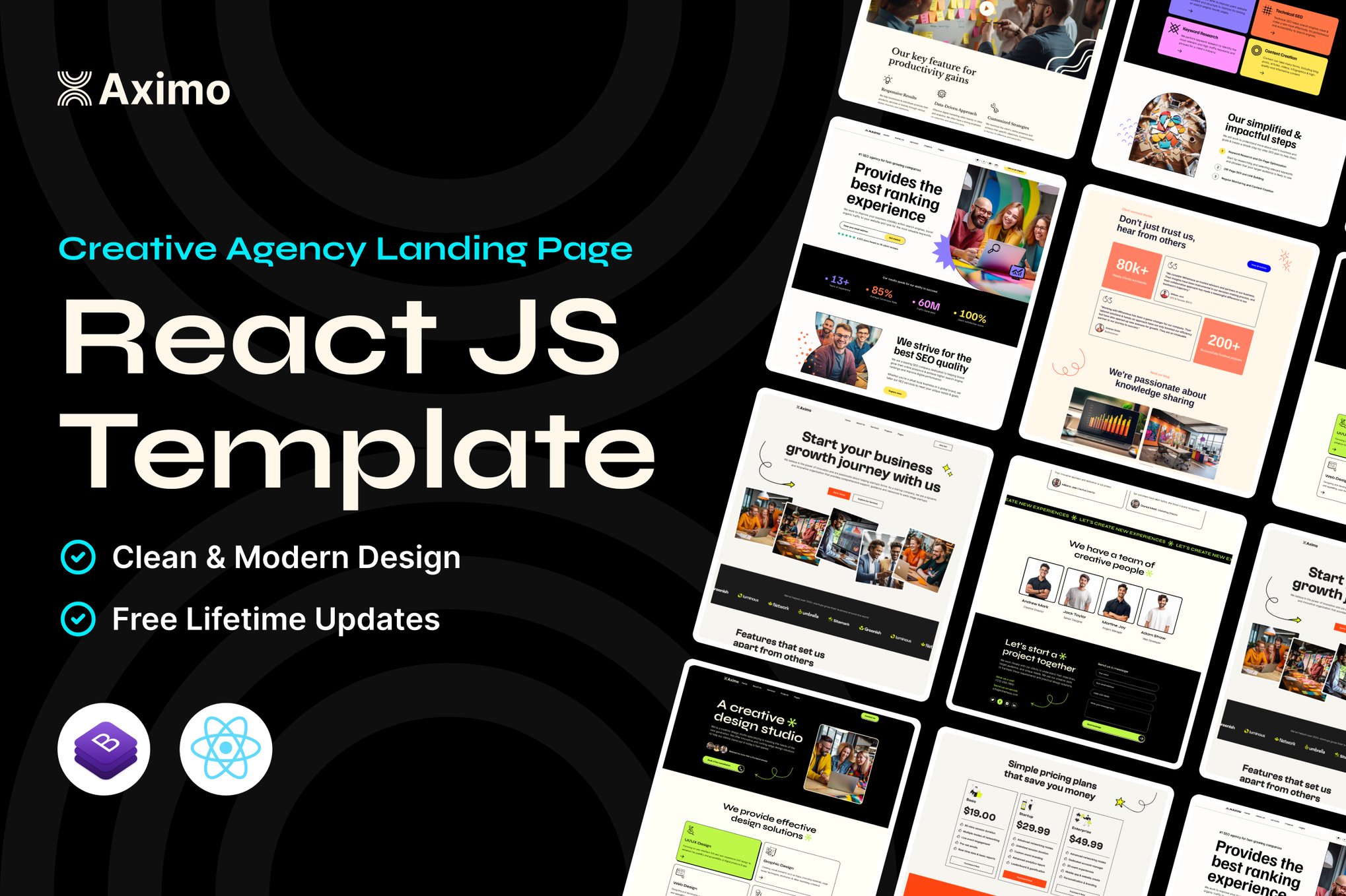 Imagen de portada de Aximo - Creative Agency React Js Template (plantilla web)