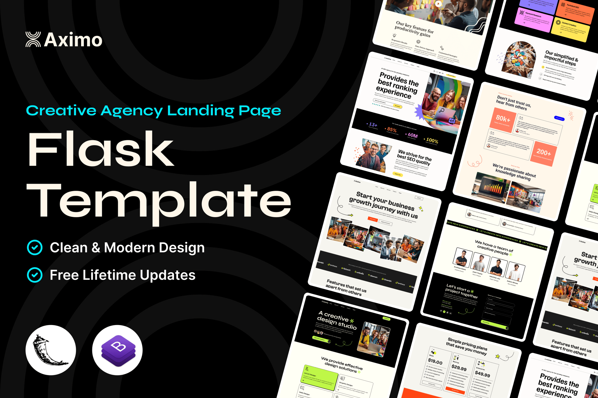Imagen de portada de Aximo - Flask - Creative Agency Bootstrap Template (plantilla web)