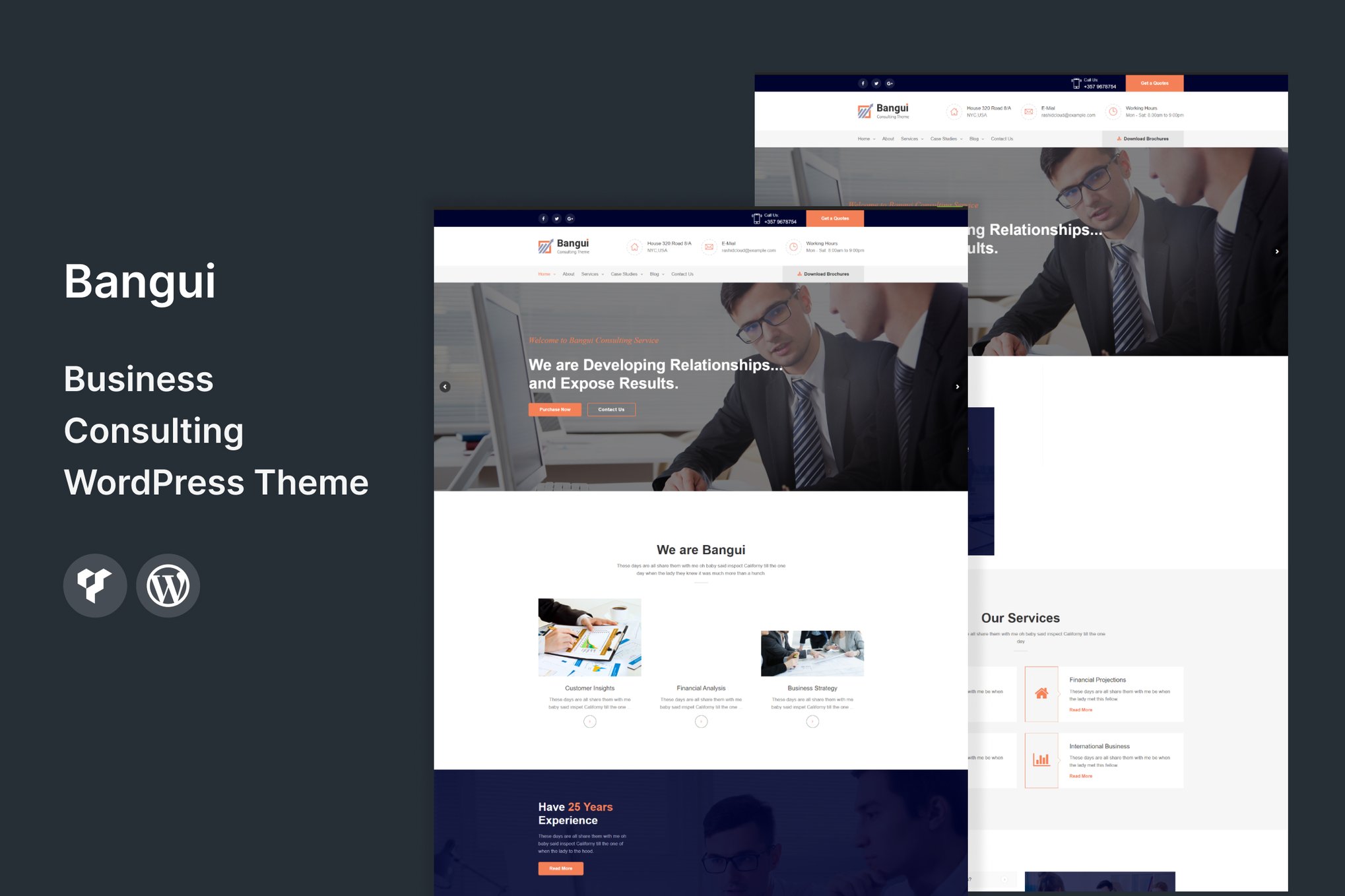 Imagen de portada de Bangui - Business Consulting WordPress theme (tema)