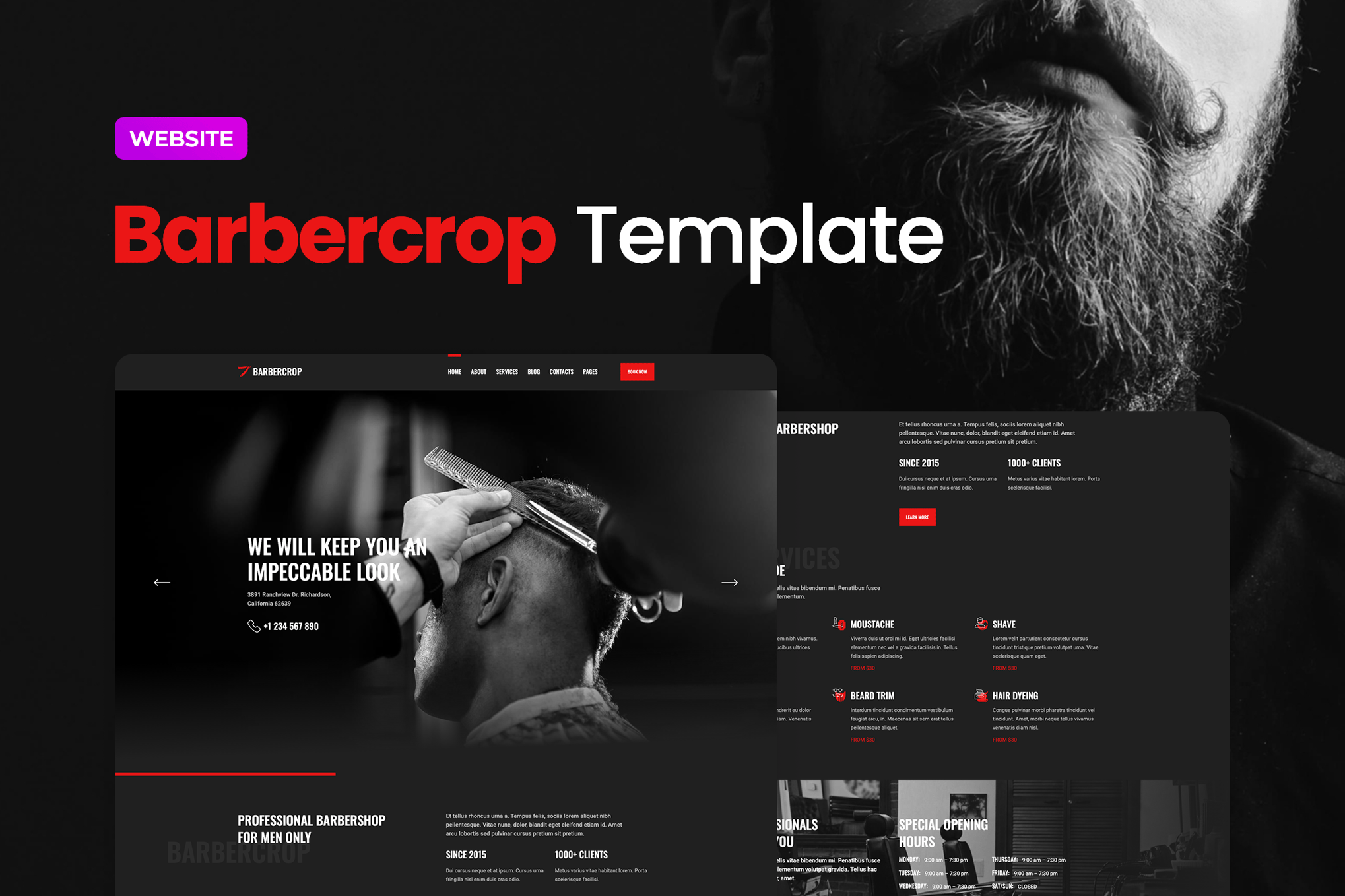 Imagen de portada de Barbershop Website Template (plantilla web)