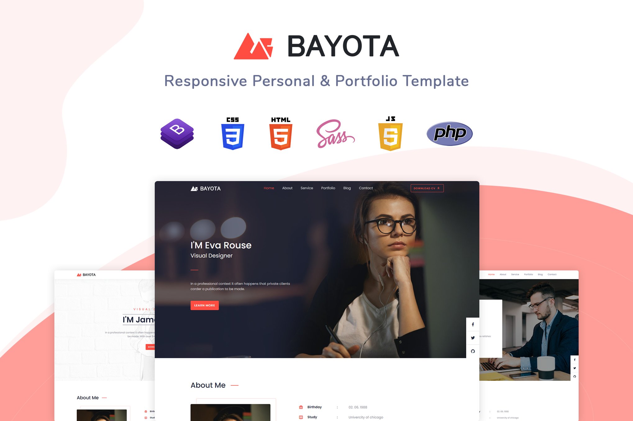 Imagen de portada de Bayota - Responsive Personal & Portfolio Template (plantilla web)