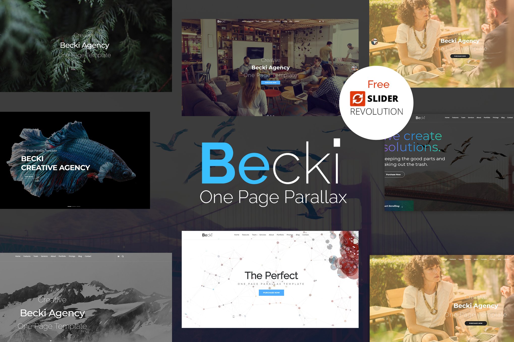 Imagen de portada de Becki - Creative Parallax One Page HTML Template (plantilla web)