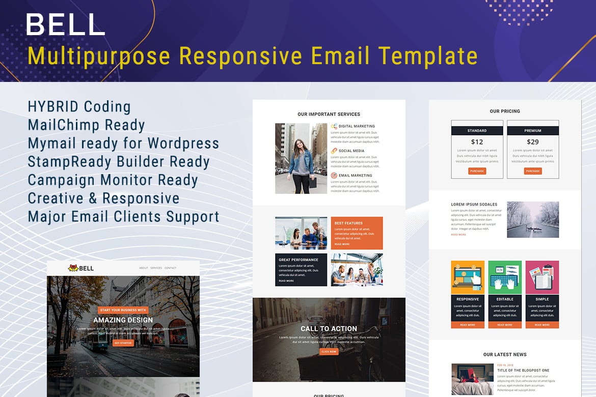 Imagen de portada de Bell - Responsive Email Template (plantilla web)