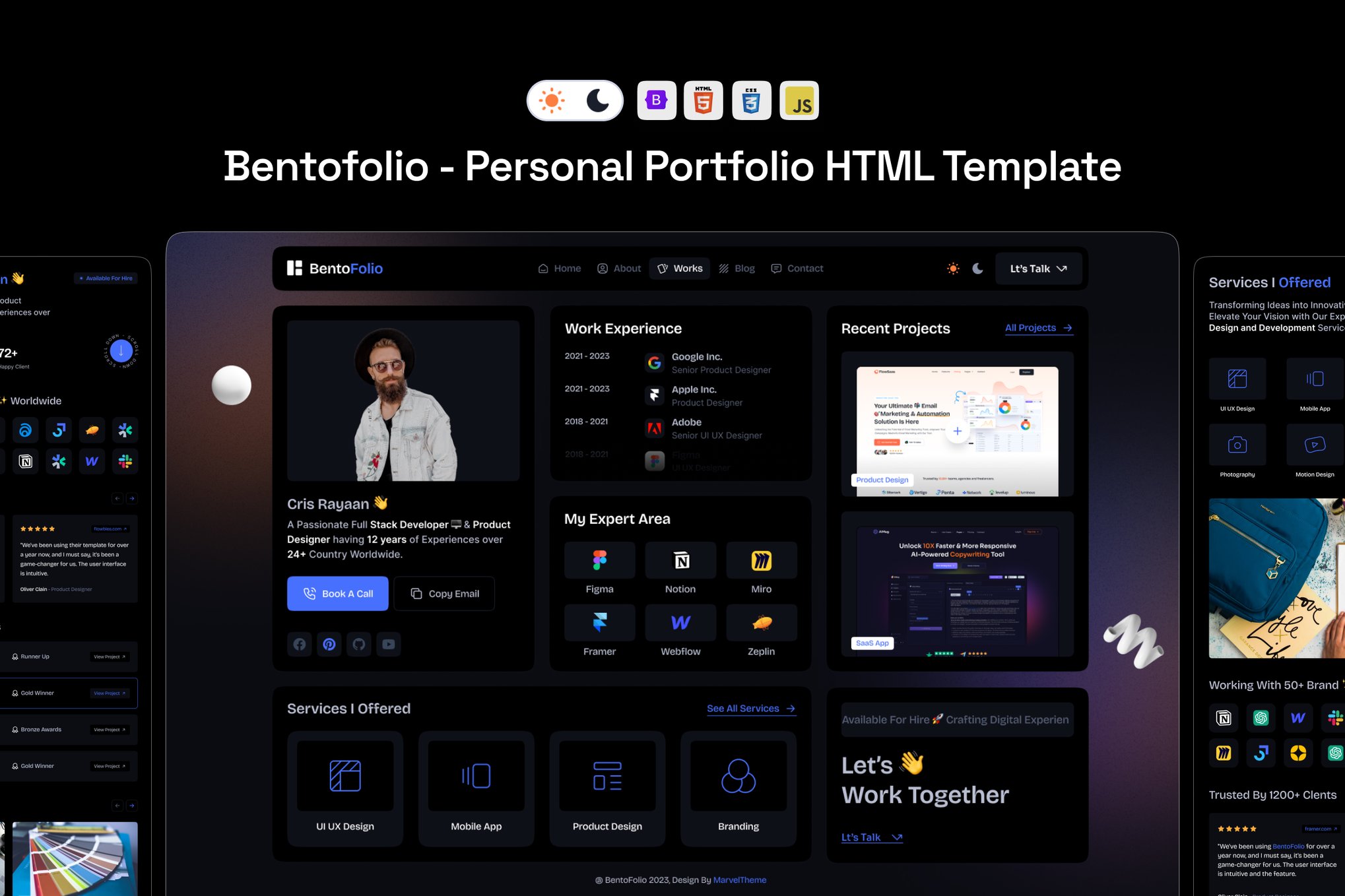 Imagen de portada de Bentofolio - Personal Portfolio HTML Template (plantilla web)