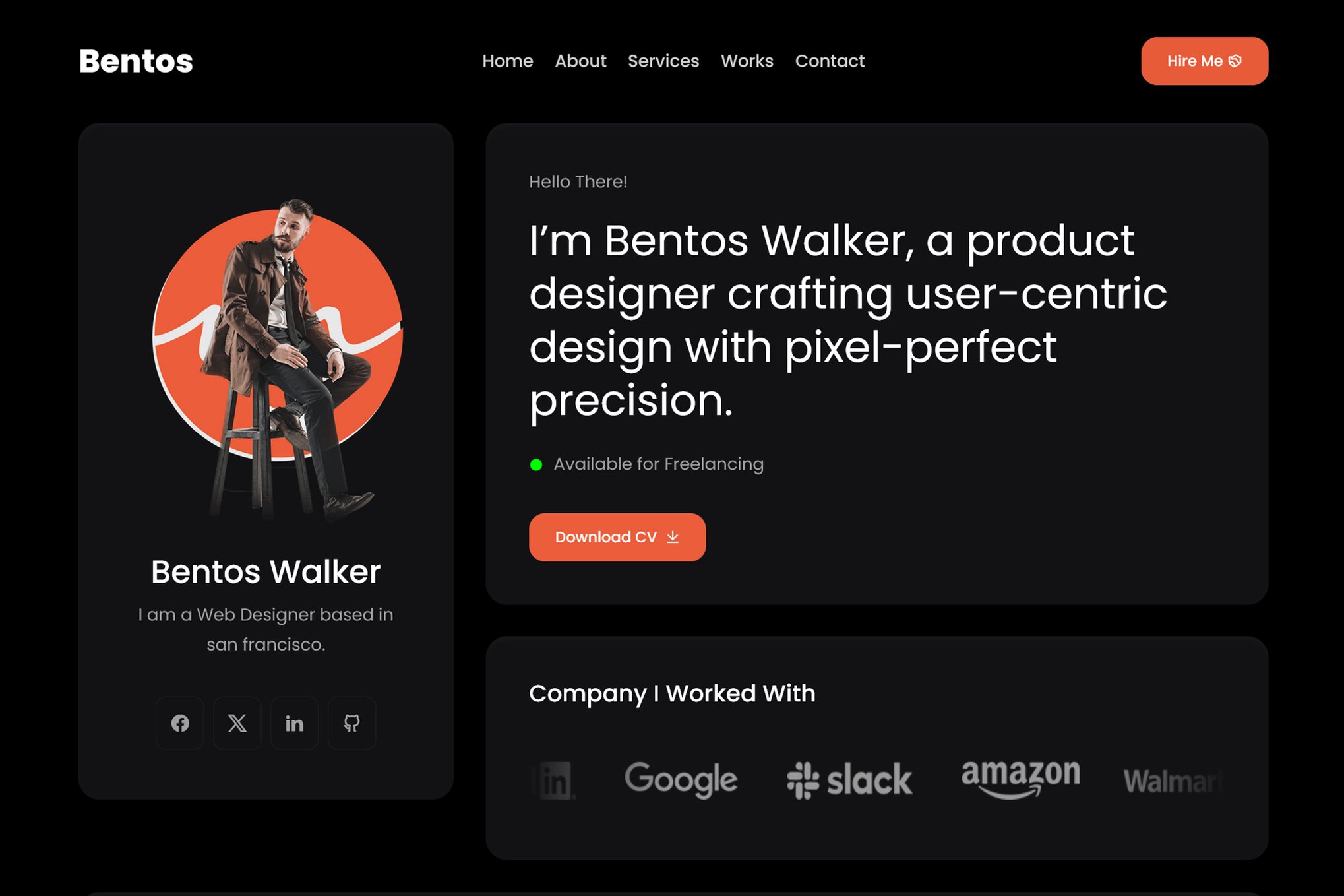Imagen de portada de Bentos - Personal Portfolio React Template (plantilla web)