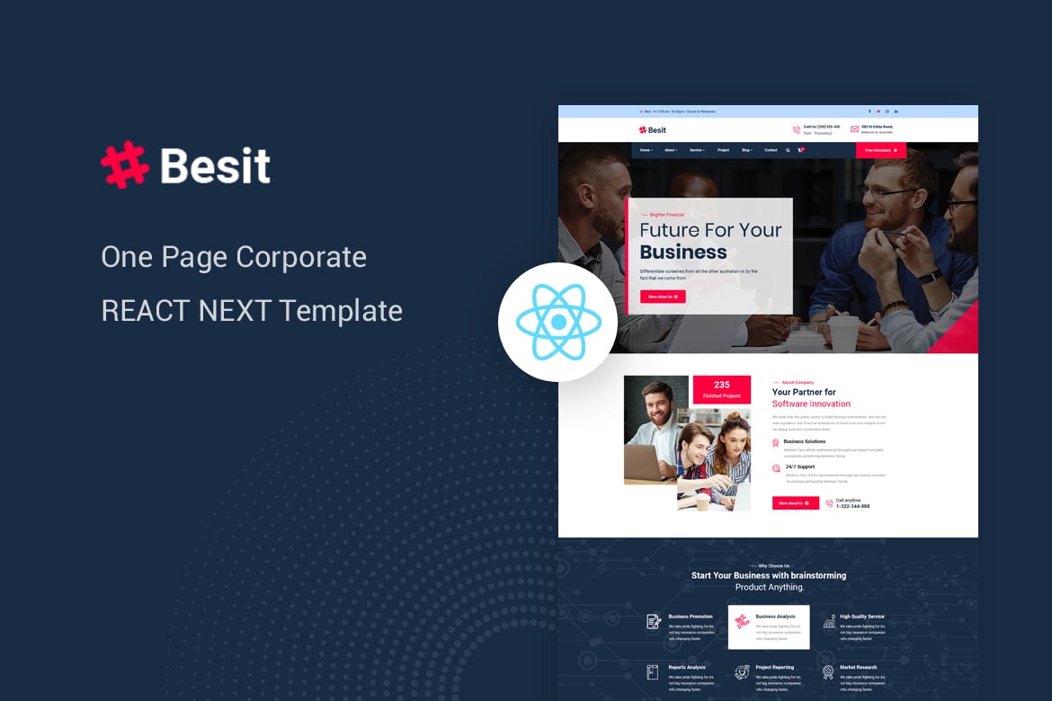 Imagen de portada de Besit - React Next Corporate Page Template (plantilla web)