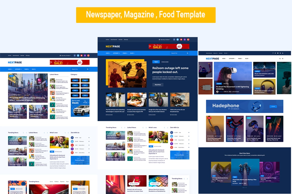 Imagen de portada de Best Newspaper, Magazine News , Food html Template (plantilla web)