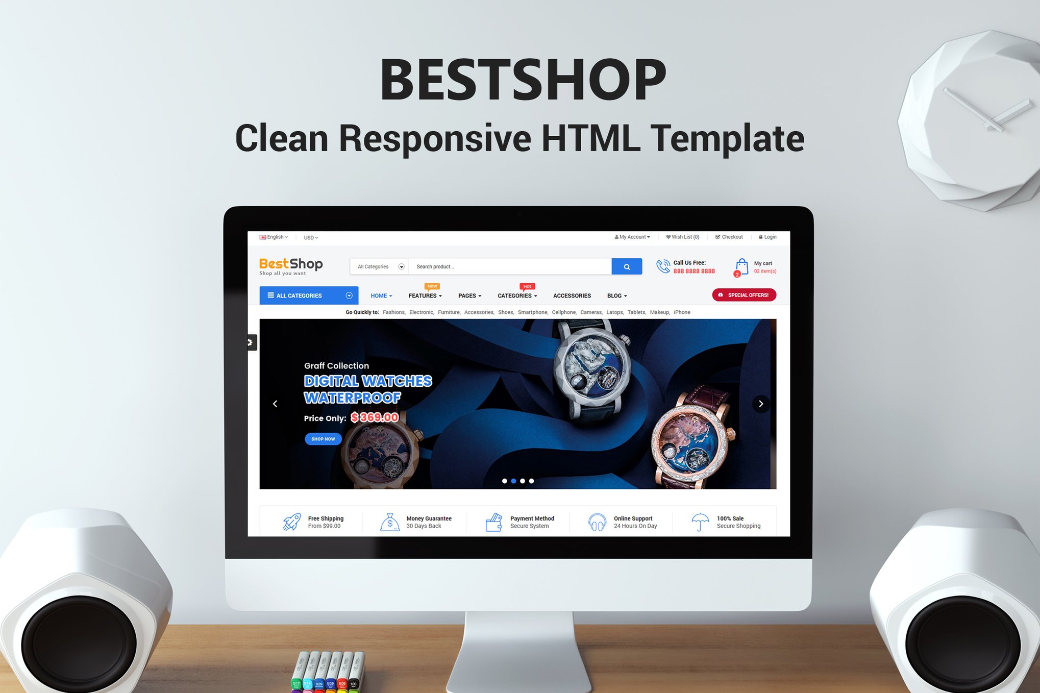 Imagen de portada de BestShop - HTML Template With Mobile Layouts (plantilla web)