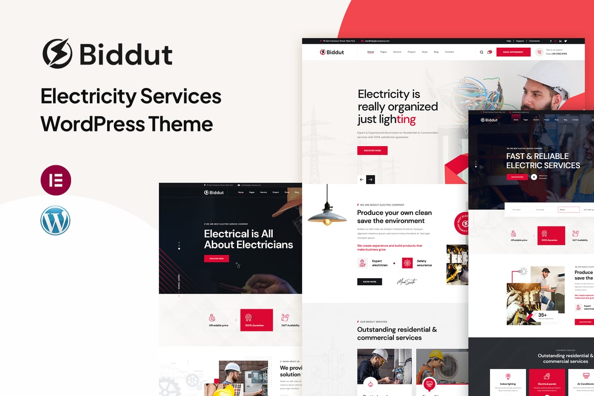 Imagen de portada de Biddut – Electricity Services WordPress Theme (tema)