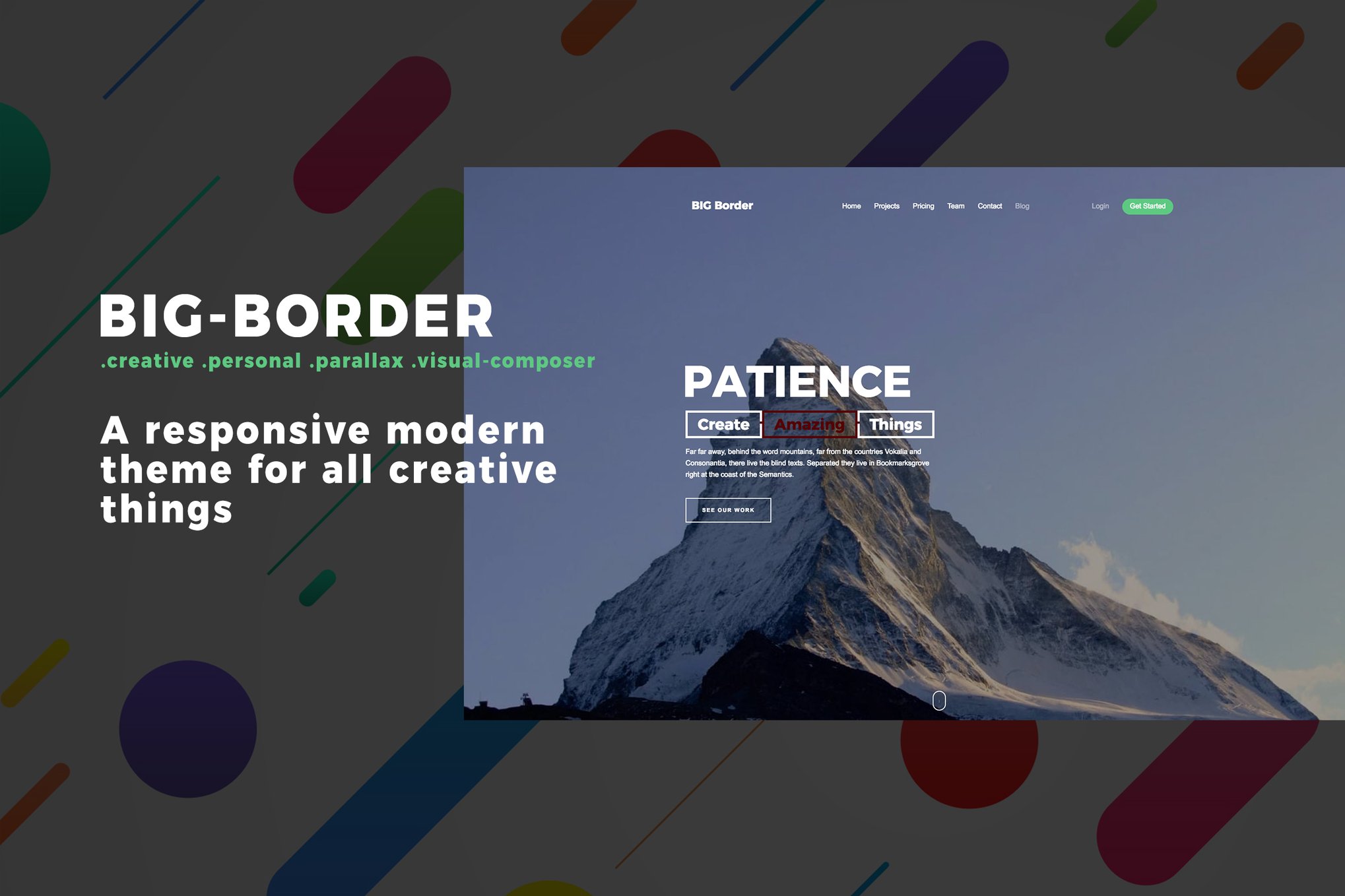 Imagen de portada de Big Border - Onepage Portfolio Bootstrap Portfolio (plantilla web)