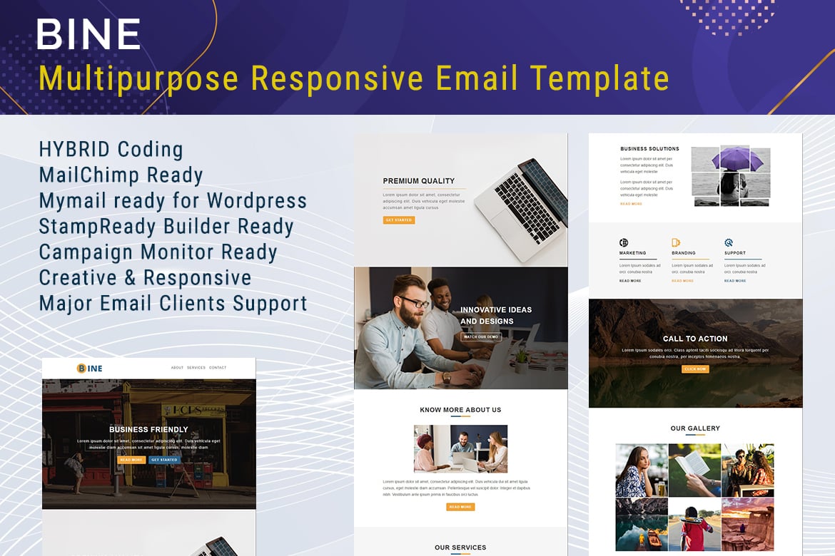 Imagen de portada de Bine - Multipurpose Responsive Email Template (plantilla web)