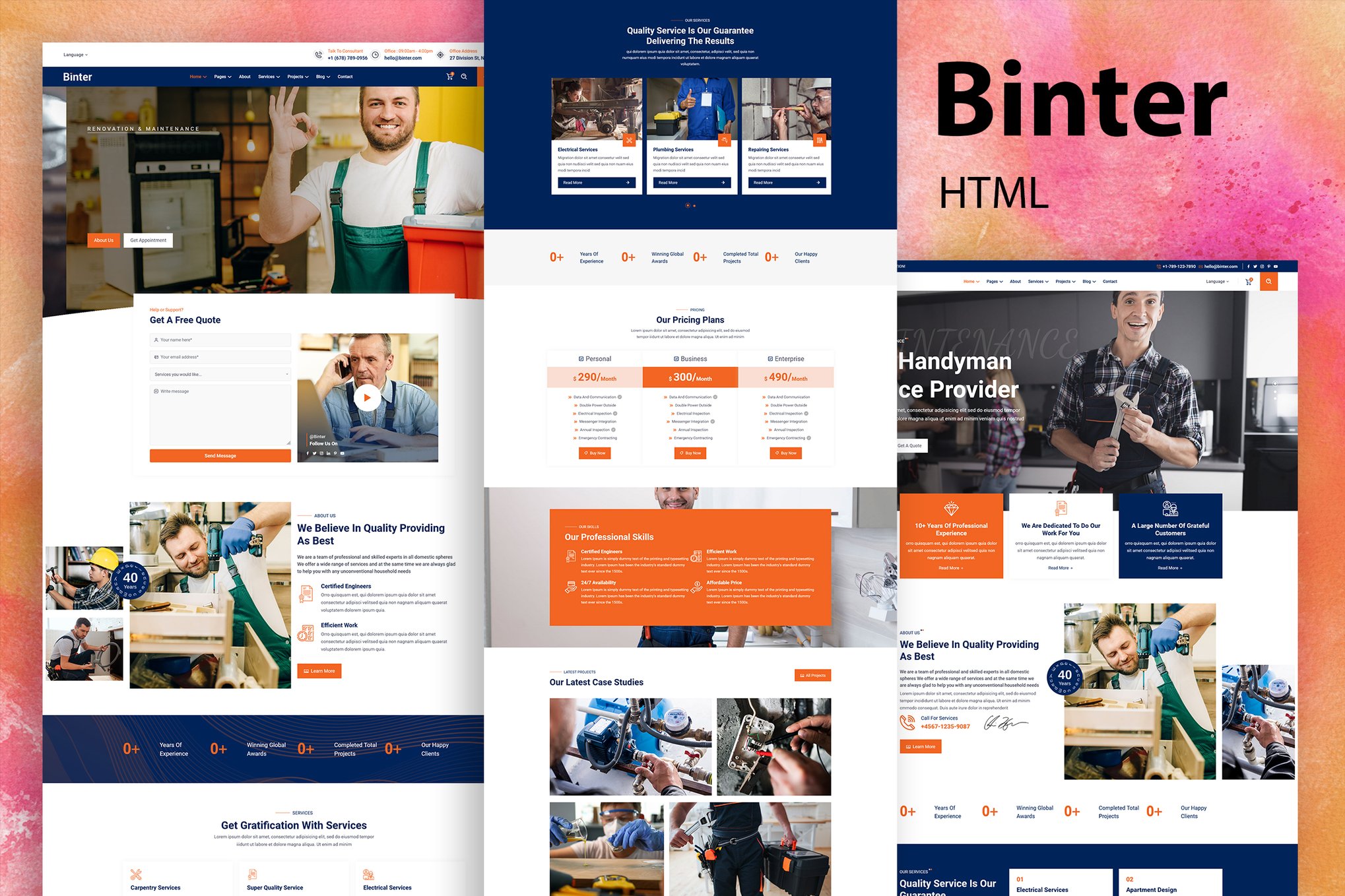 Imagen de portada de Binter - Renovation & Building Services Template (plantilla web)