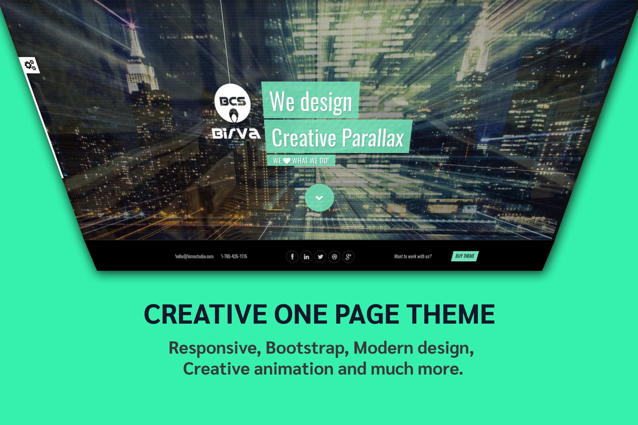Imagen de portada de Birva - Creative one page parallax theme (plantilla web)