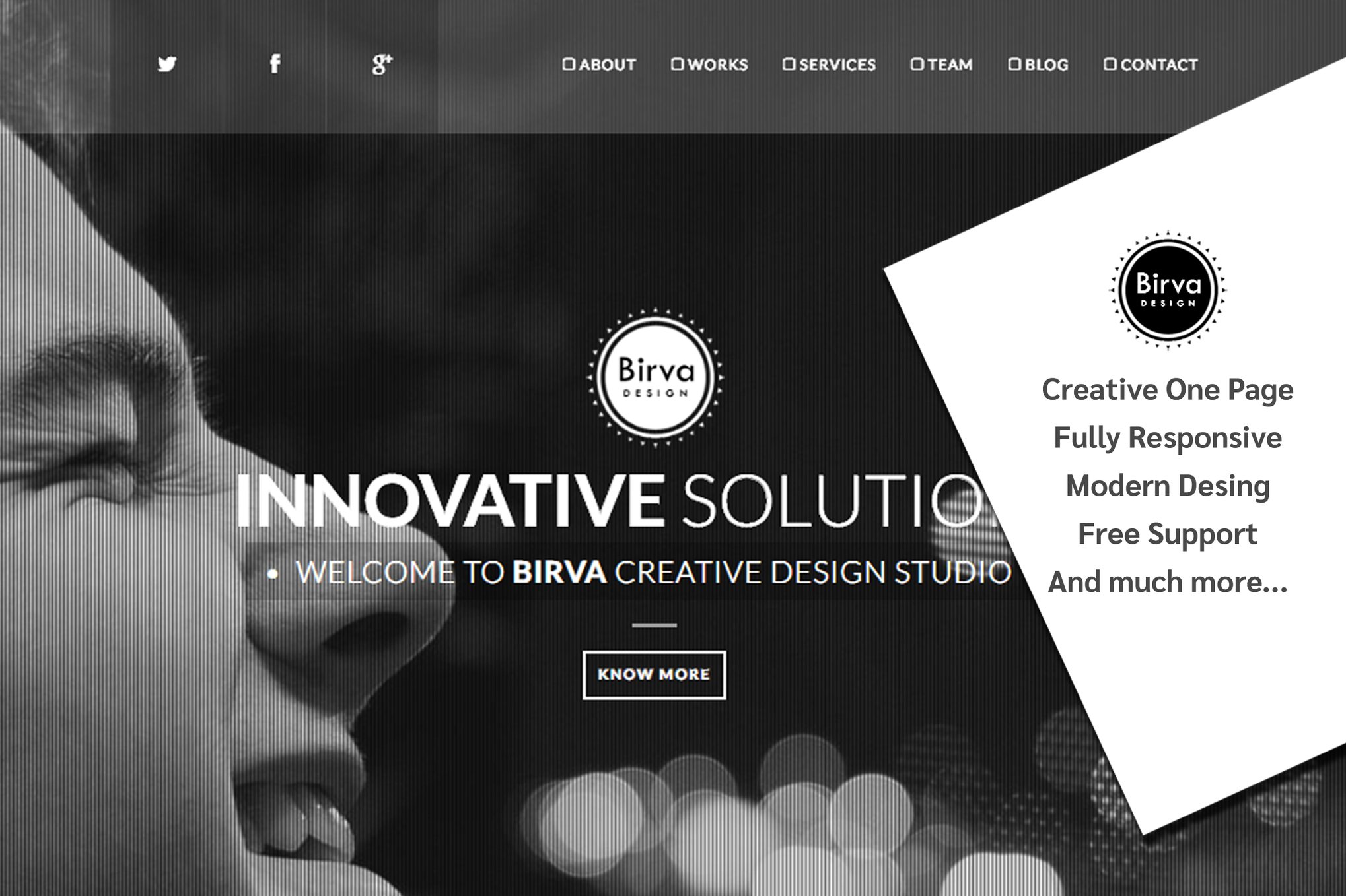 Imagen de portada de Birva Design : Creative One Page Theme (plantilla web)