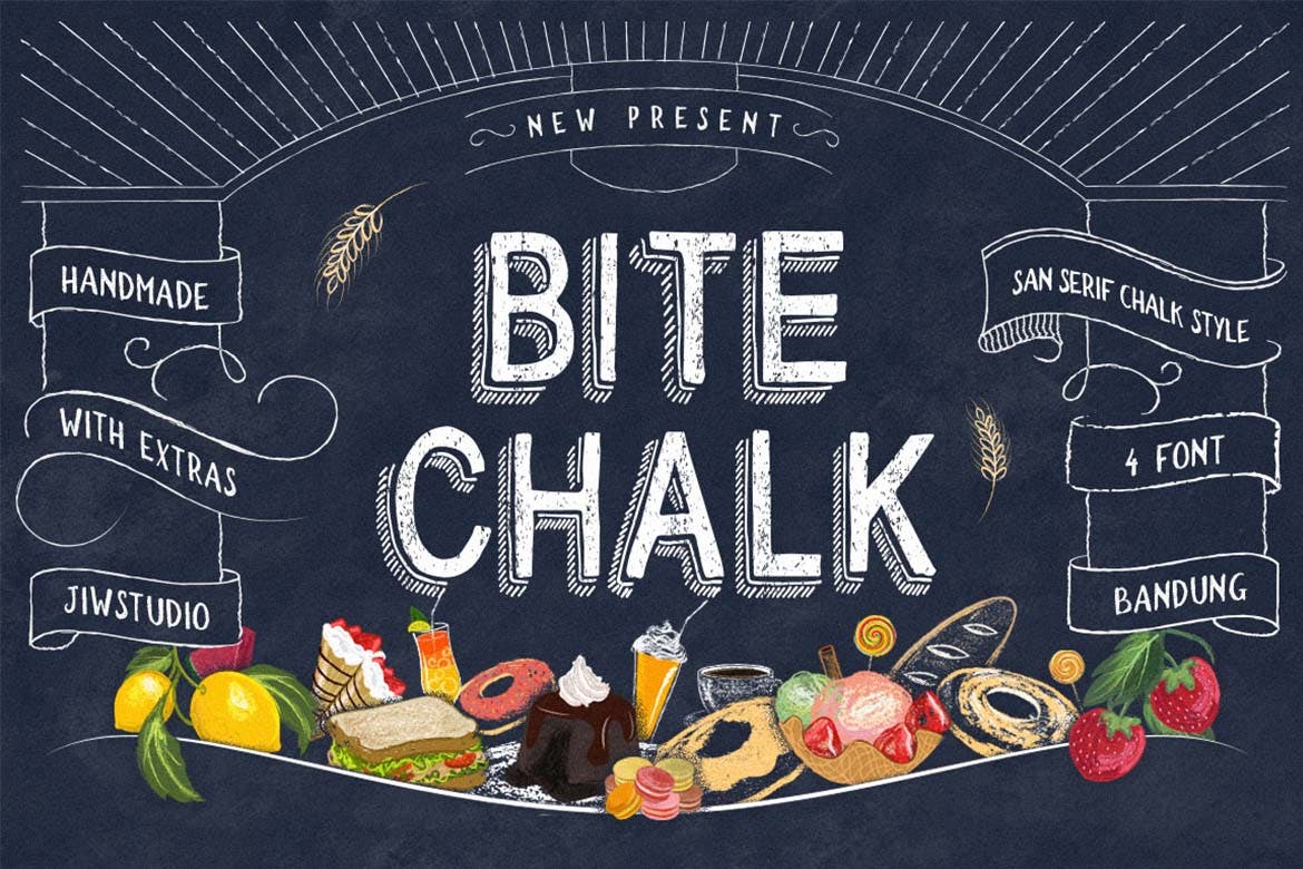 Imagen de portada de BiteChalk Typeface + extras (fuente)