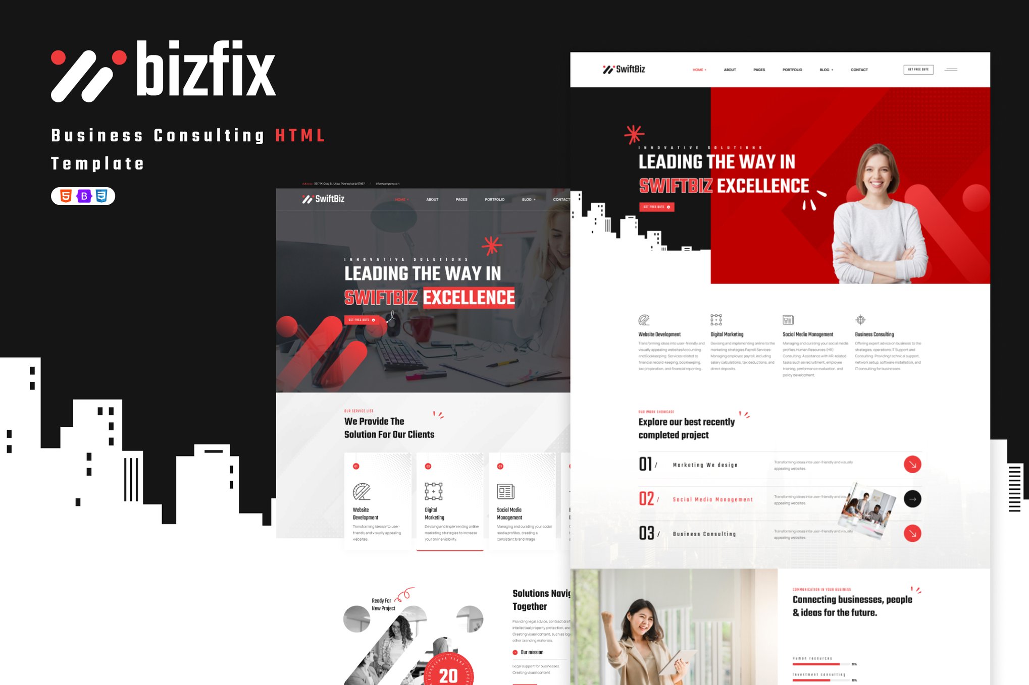 Imagen de portada de Bizfix- Business Consulting HTML Template (plantilla web)