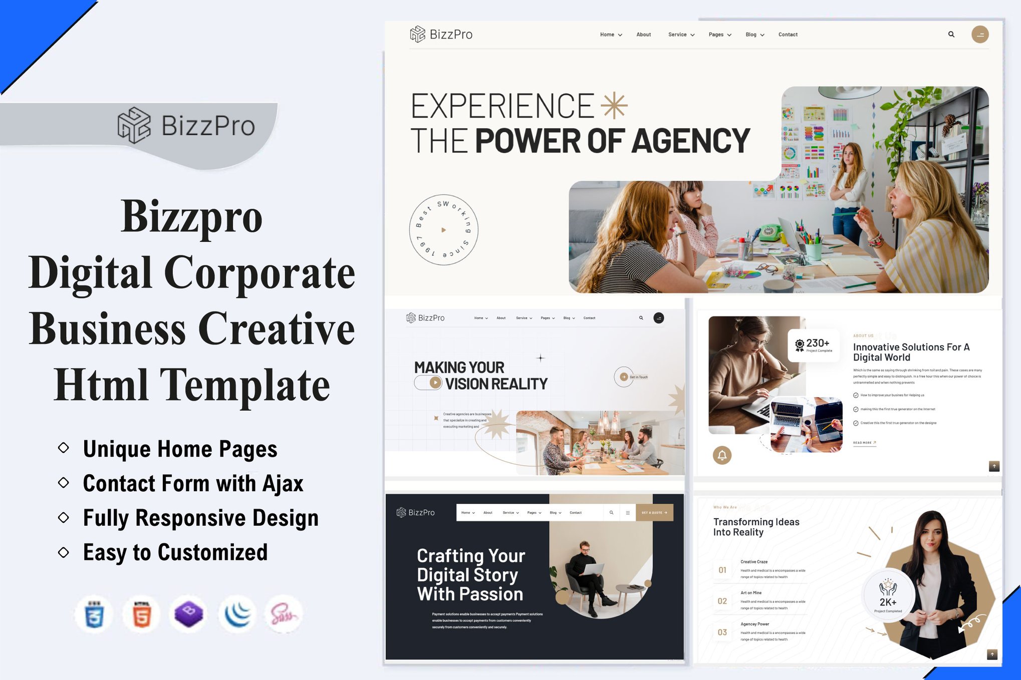 Imagen de portada de Bizzpro – Digital Corporate Business Creative Html (plantilla web)