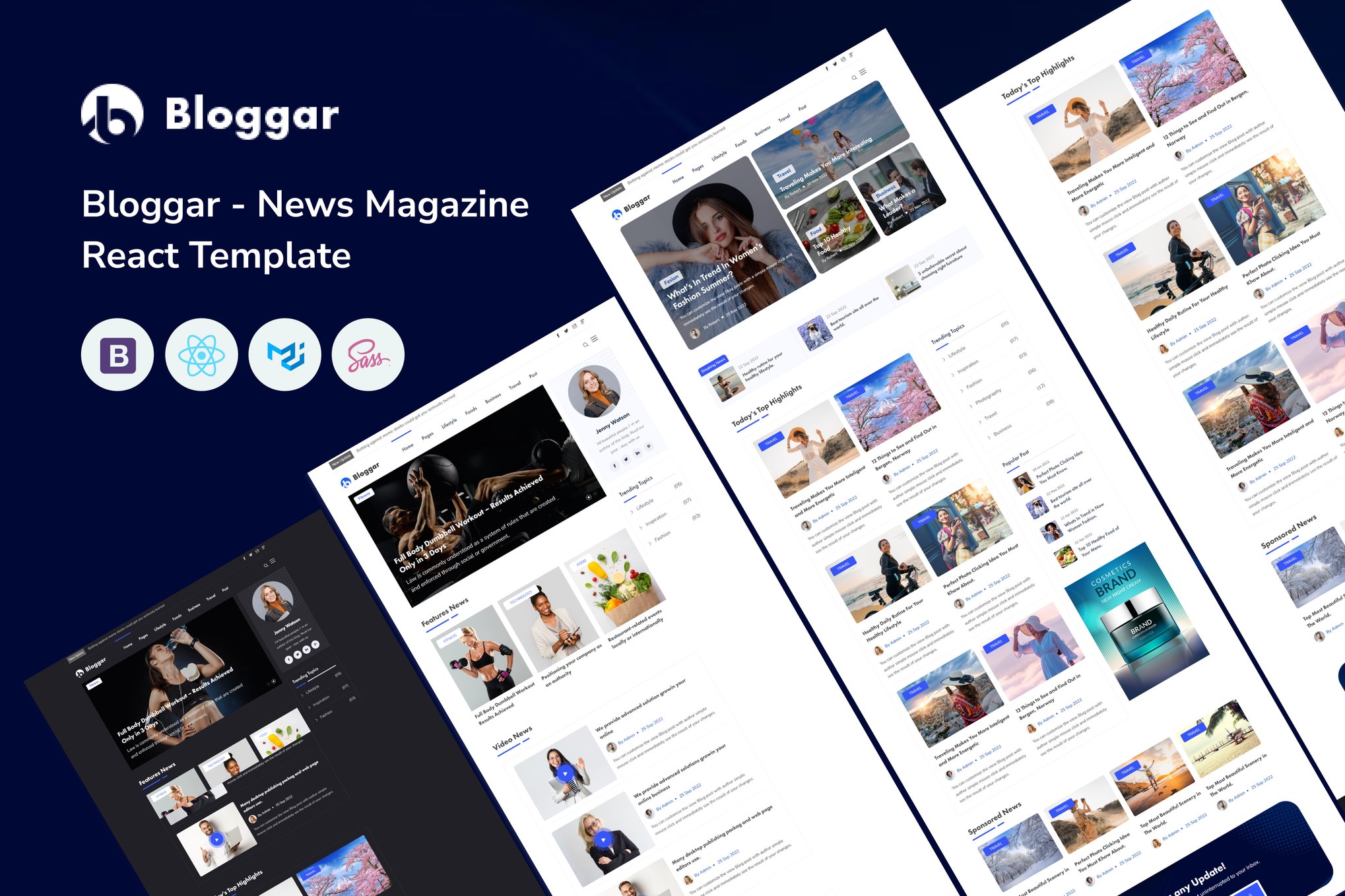 Imagen de portada de Bloggar - News Magazine React Template (plantilla web)