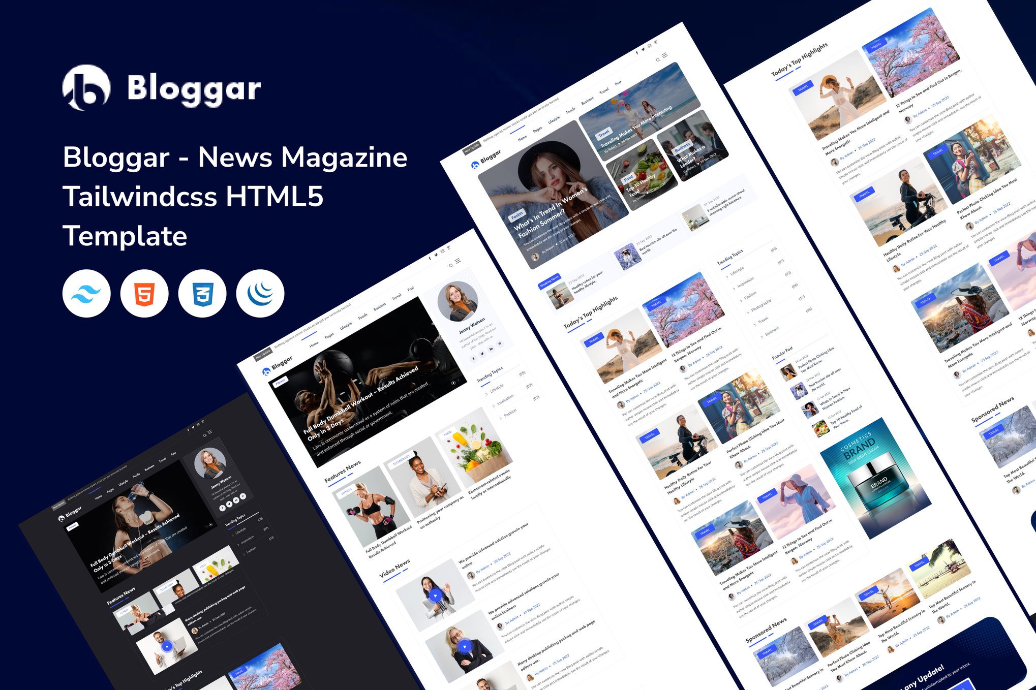 Imagen de portada de Bloggar - News Magazine Tailwindcss HTML5 Template (plantilla web)
