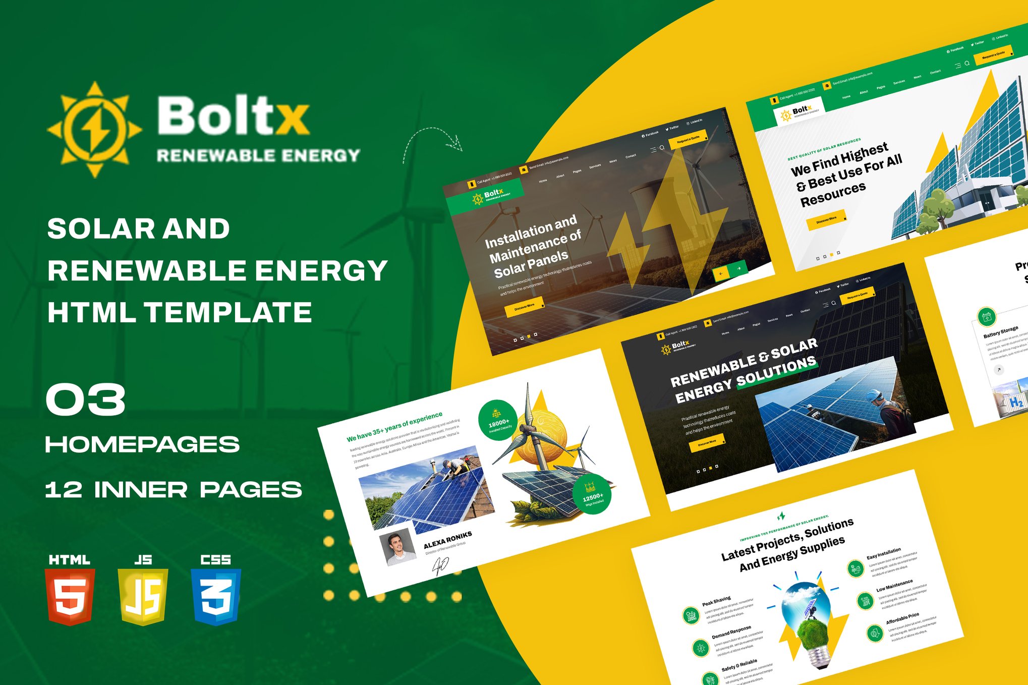 Imagen de portada de Boltx - Solar and Renewable Energy HTML Template (plantilla web)