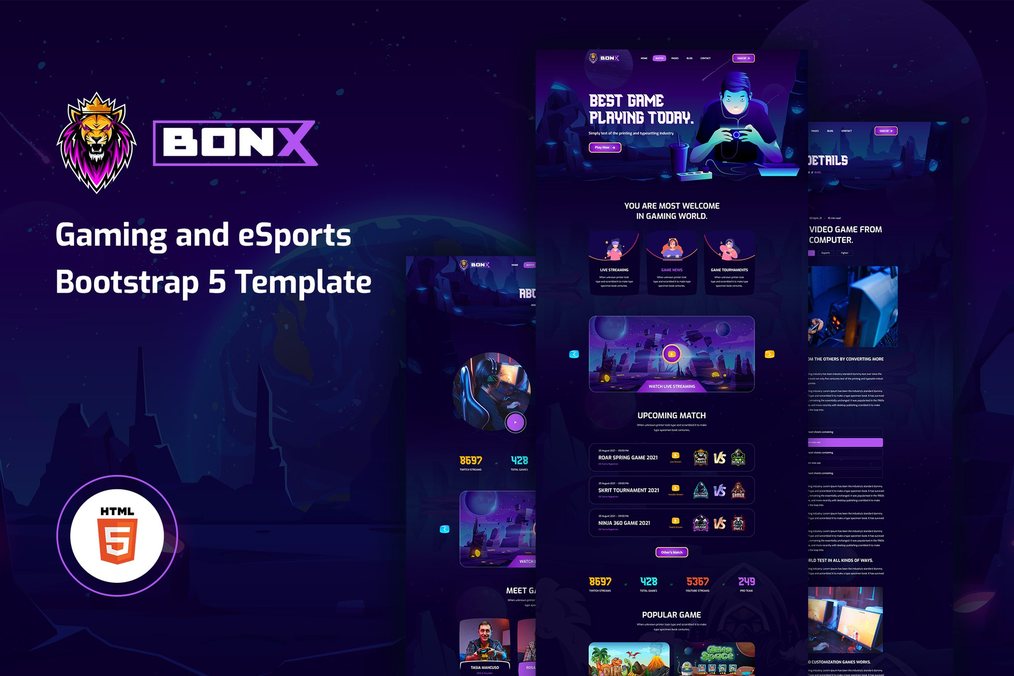 Imagen de portada de Bonx - Gaming Website Template HTML Version (plantilla web)