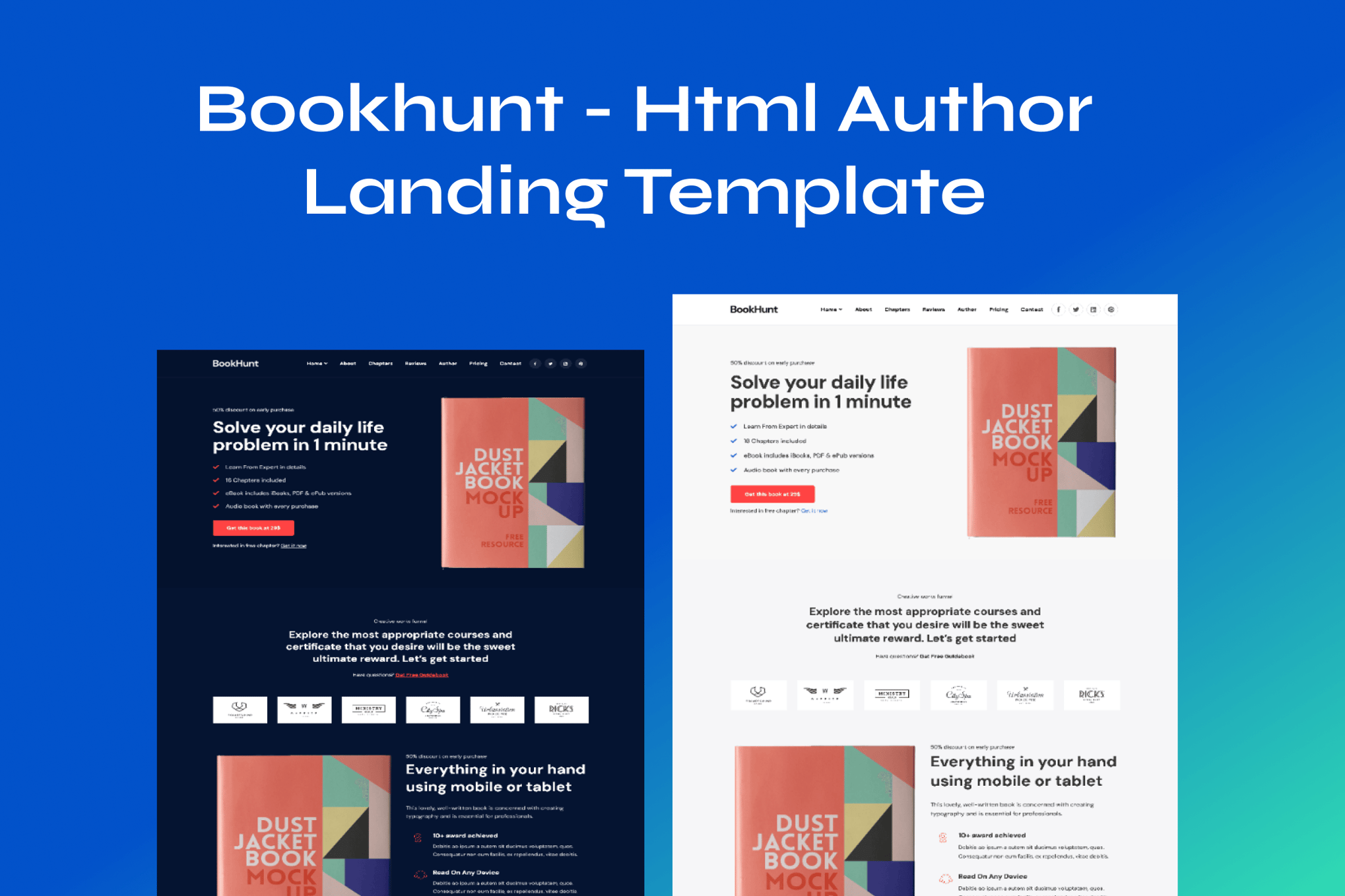 Imagen de portada de Bookhunt - Author e-Book Landing Template (plantilla web)