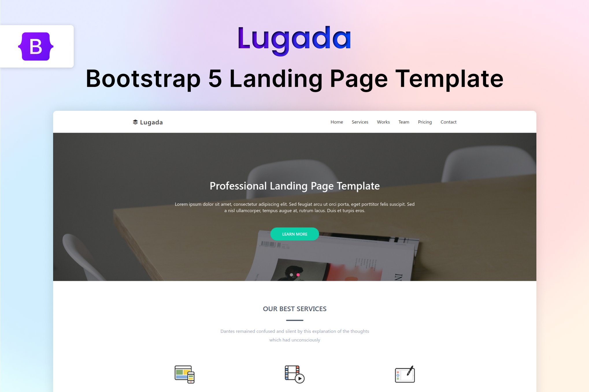 Imagen de portada de Bootstrap Landing Page Template -Lugada (plantilla web)