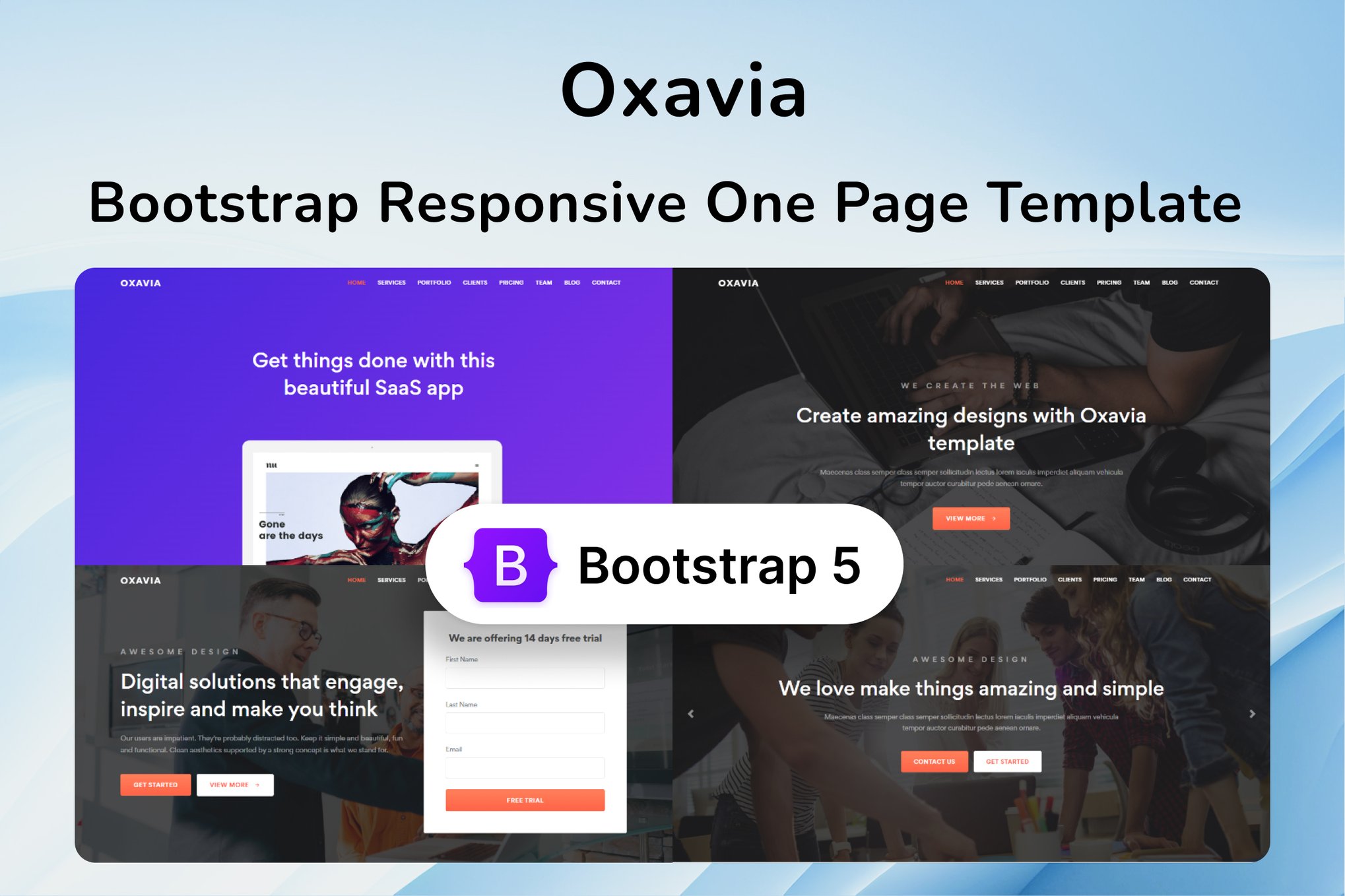 Imagen de portada de Bootstrap Responsive One Page Template - Oxavia (plantilla web)
