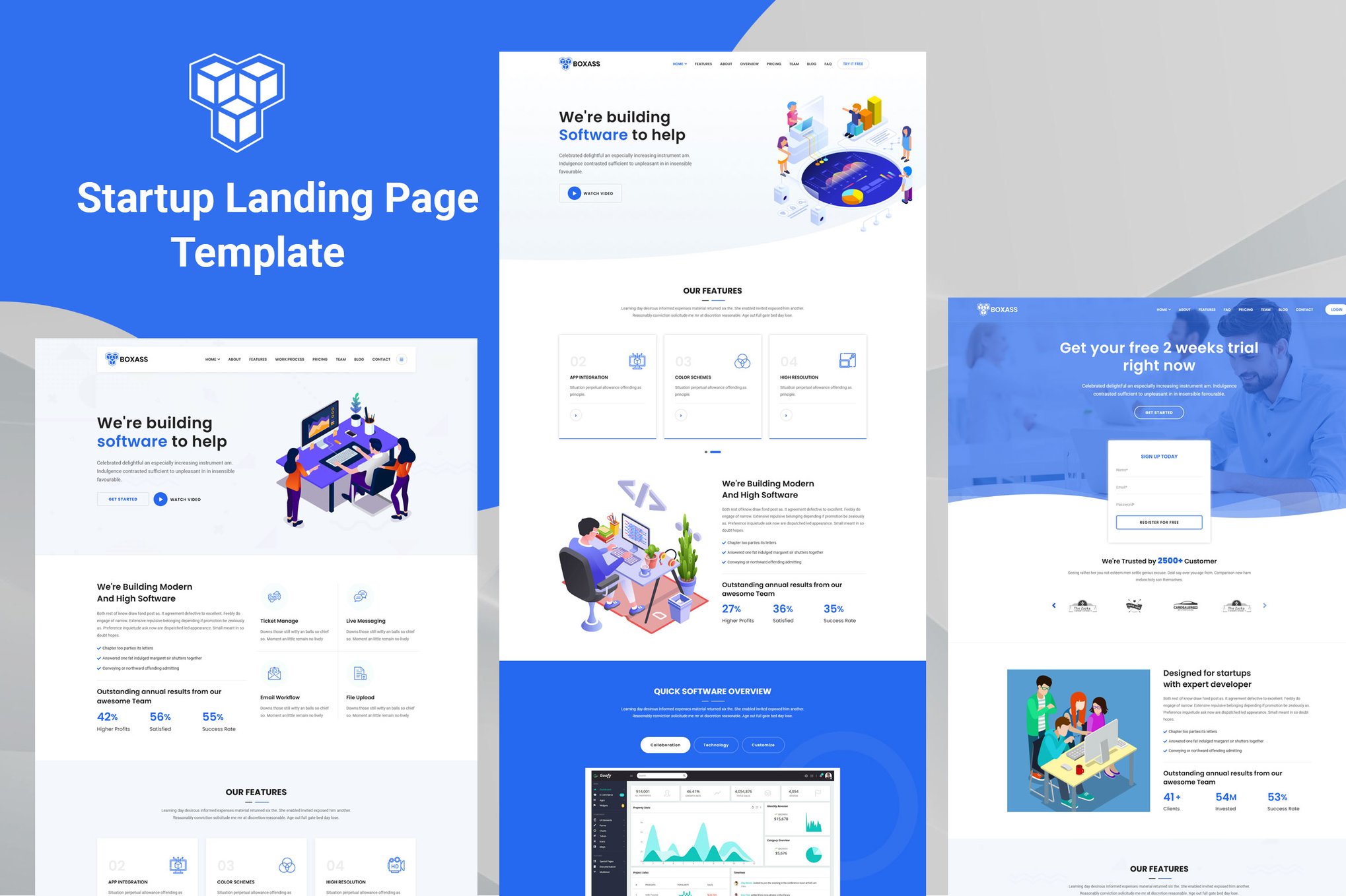 Imagen de portada de Boxass - Startup Landing Page Template (plantilla web)