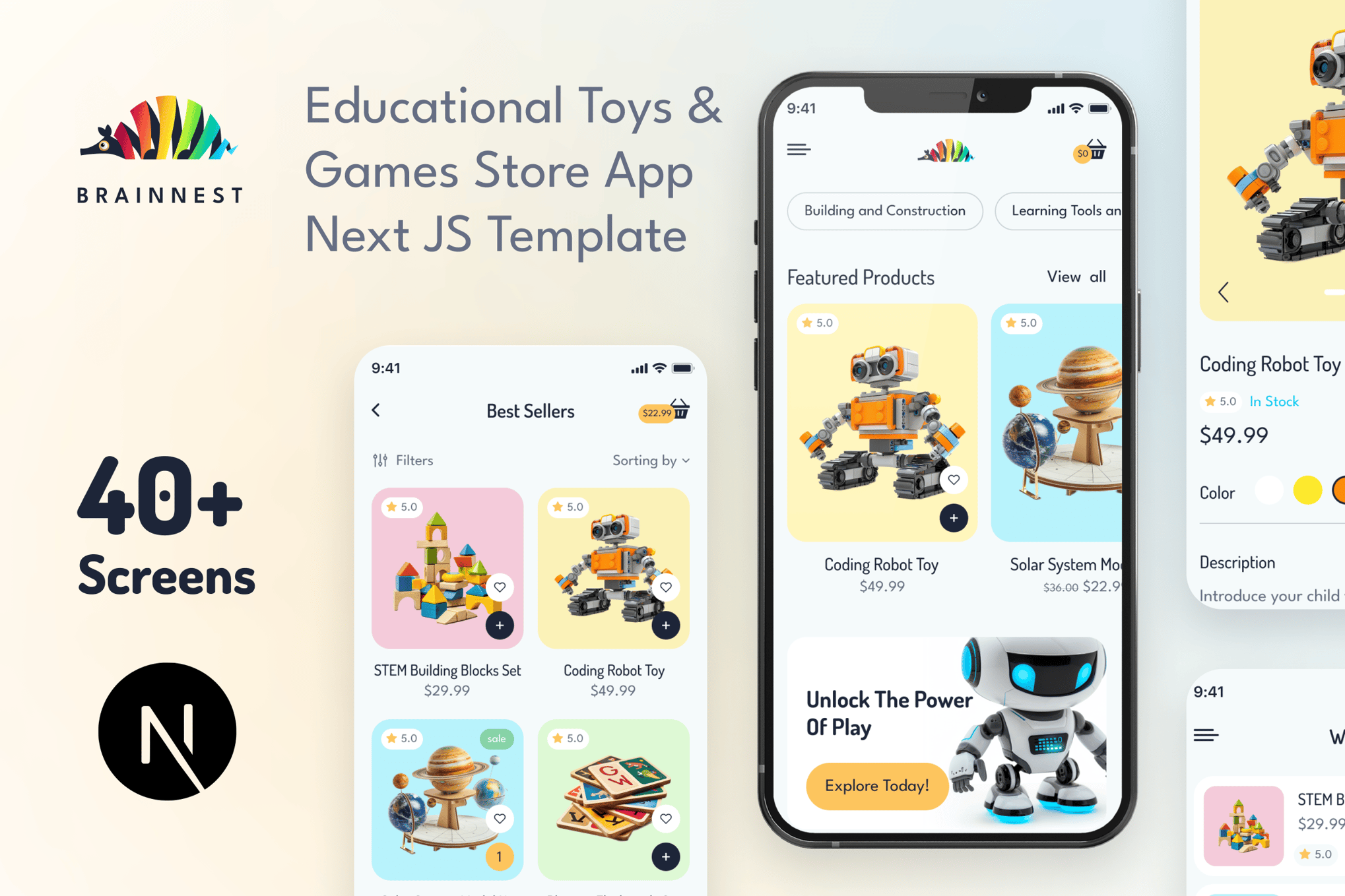 Imagen de portada de BrainNest - Educational Toys App with Backend (plantilla web)