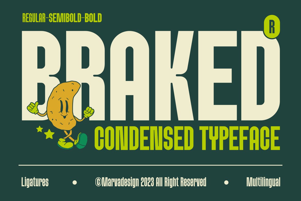 Imagen de portada de Braked - A Family Sans Condensed Font (fuente)
