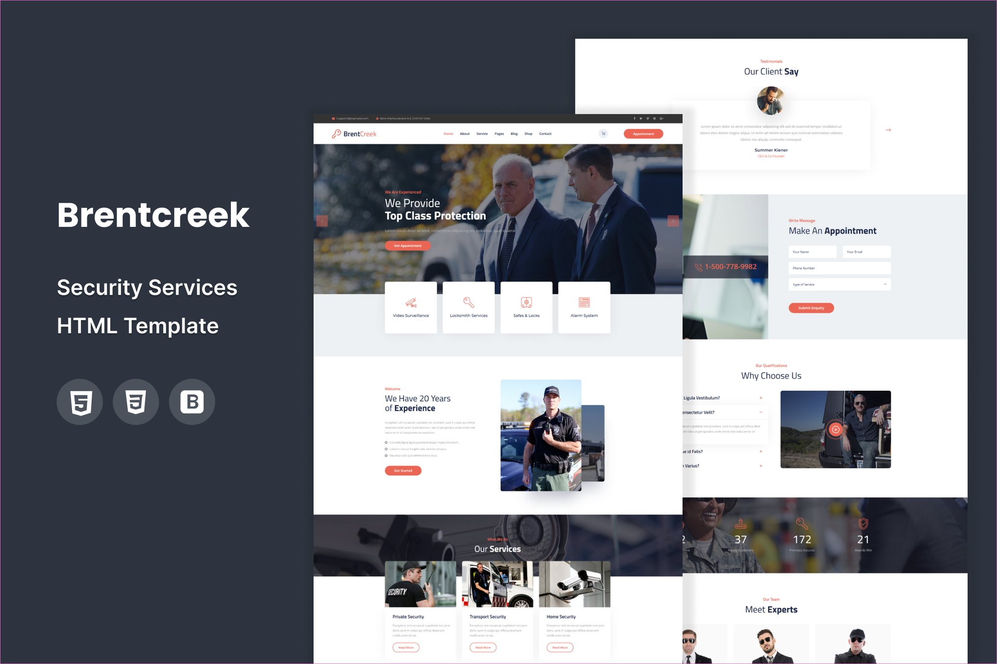 Imagen de portada de Brentcreek - Security Services HTML Template (plantilla web)
