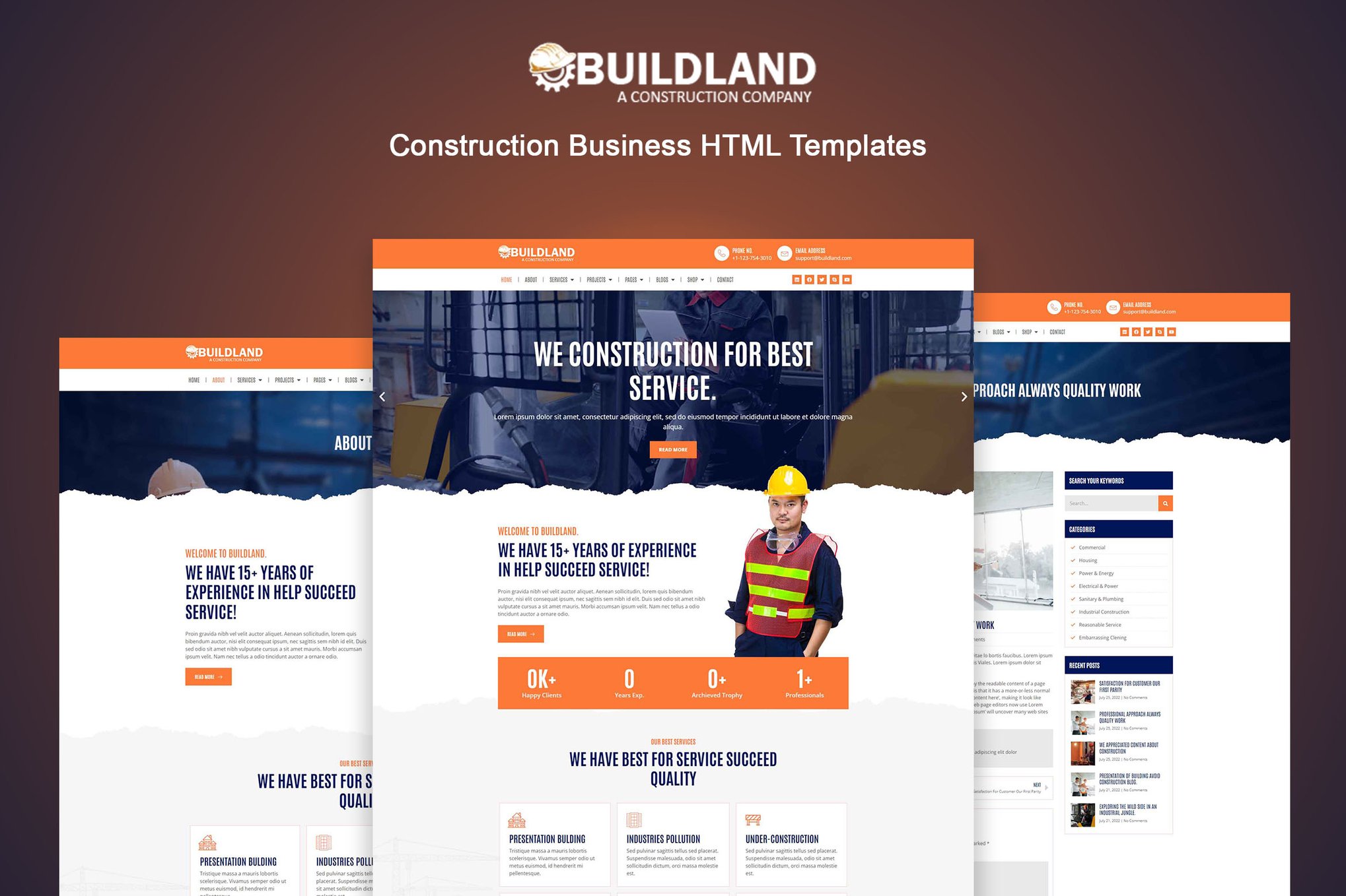 Imagen de portada de Buildland - Construction Business HTML Templates (plantilla web)