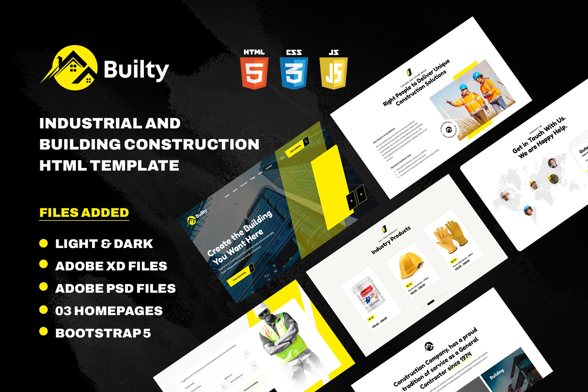 Imagen de portada de Builty - Industrial and Building Construction HTML (plantilla web)
