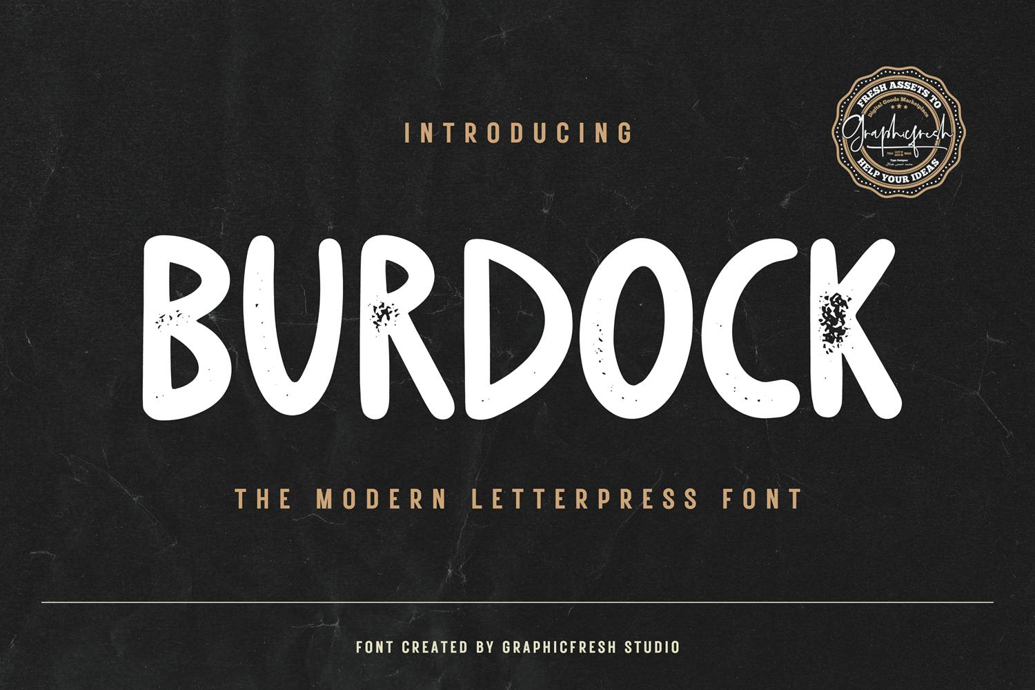 Imagen de portada de Burdock - Modern Letterpress Font (fuente)
