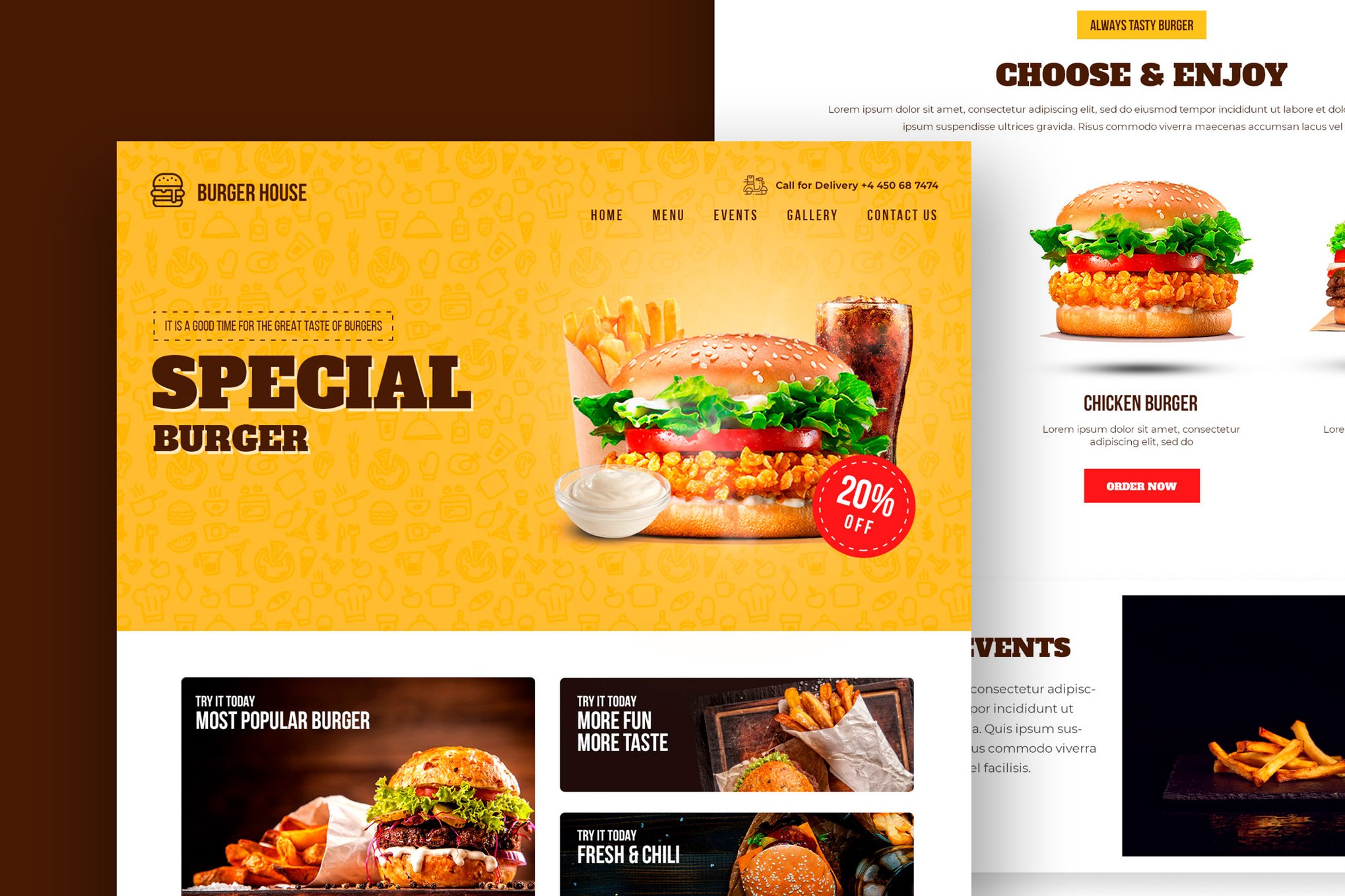 Imagen de portada de Burger House - Fast Food & Restaurant One Page (plantilla web)