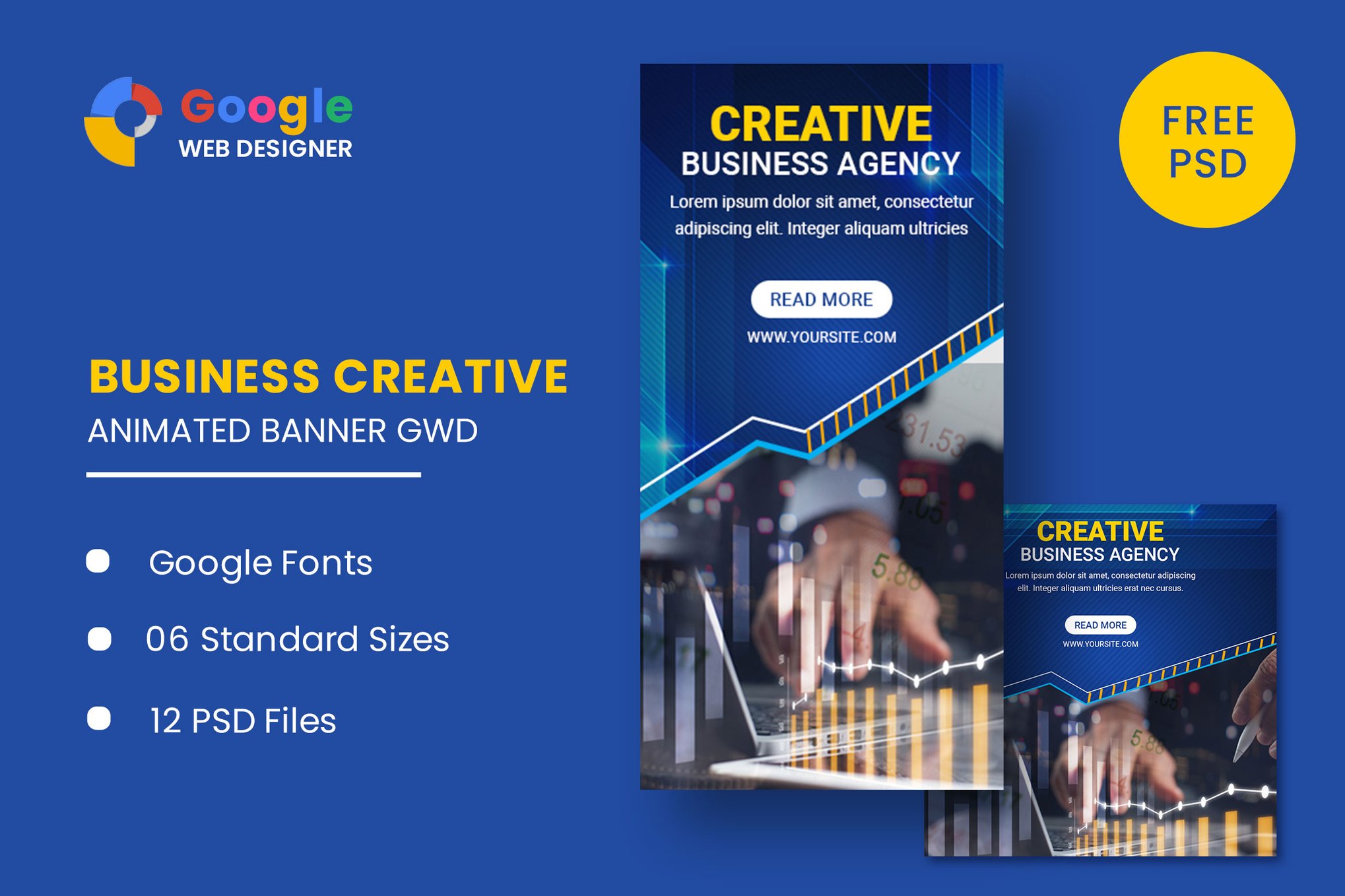 Imagen de portada de Business Agency Animated Banner Google Web Design (plantilla web)