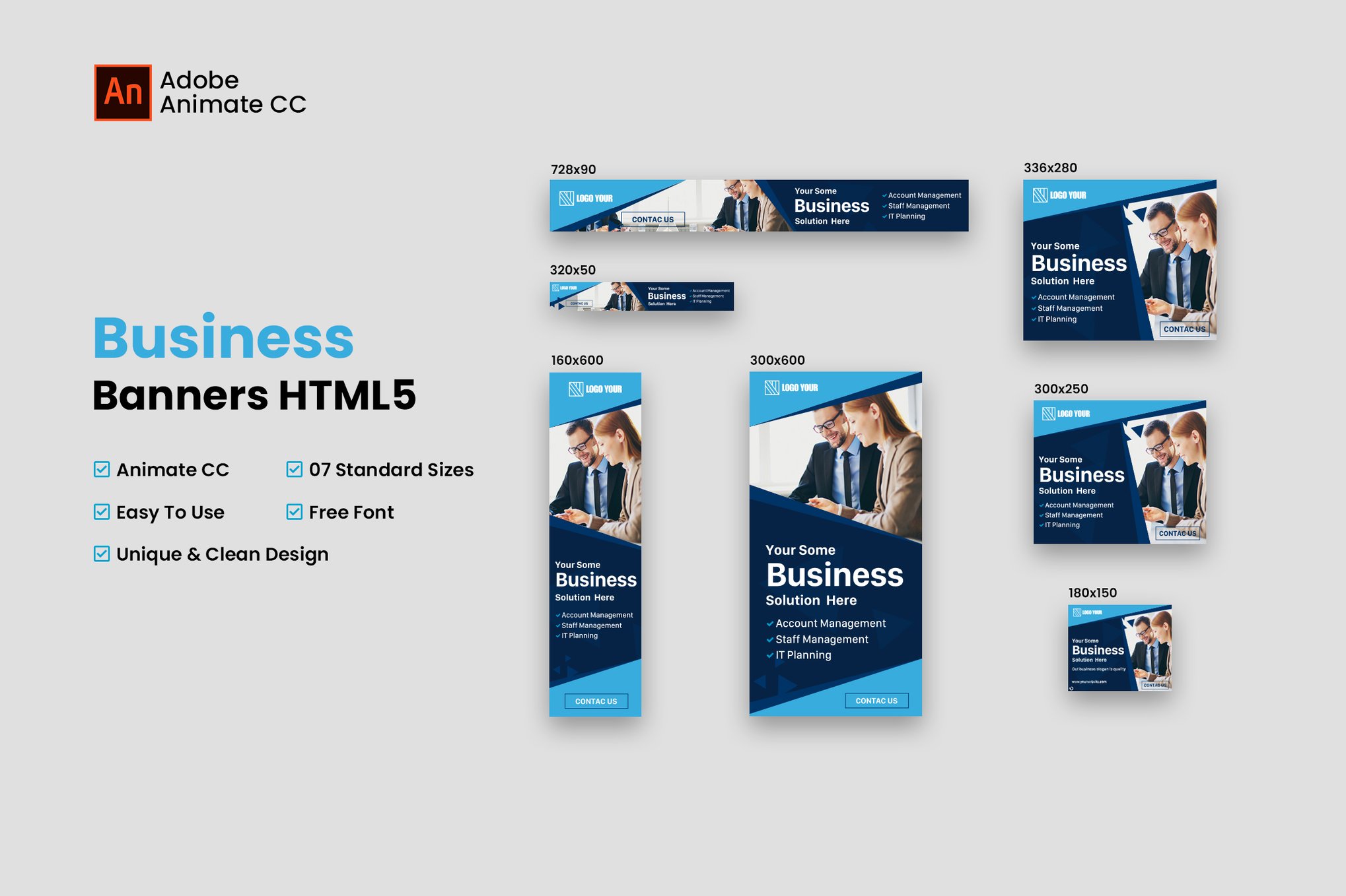 Imagen de portada de Business Banners HTML5 - Animate CC (plantilla web)