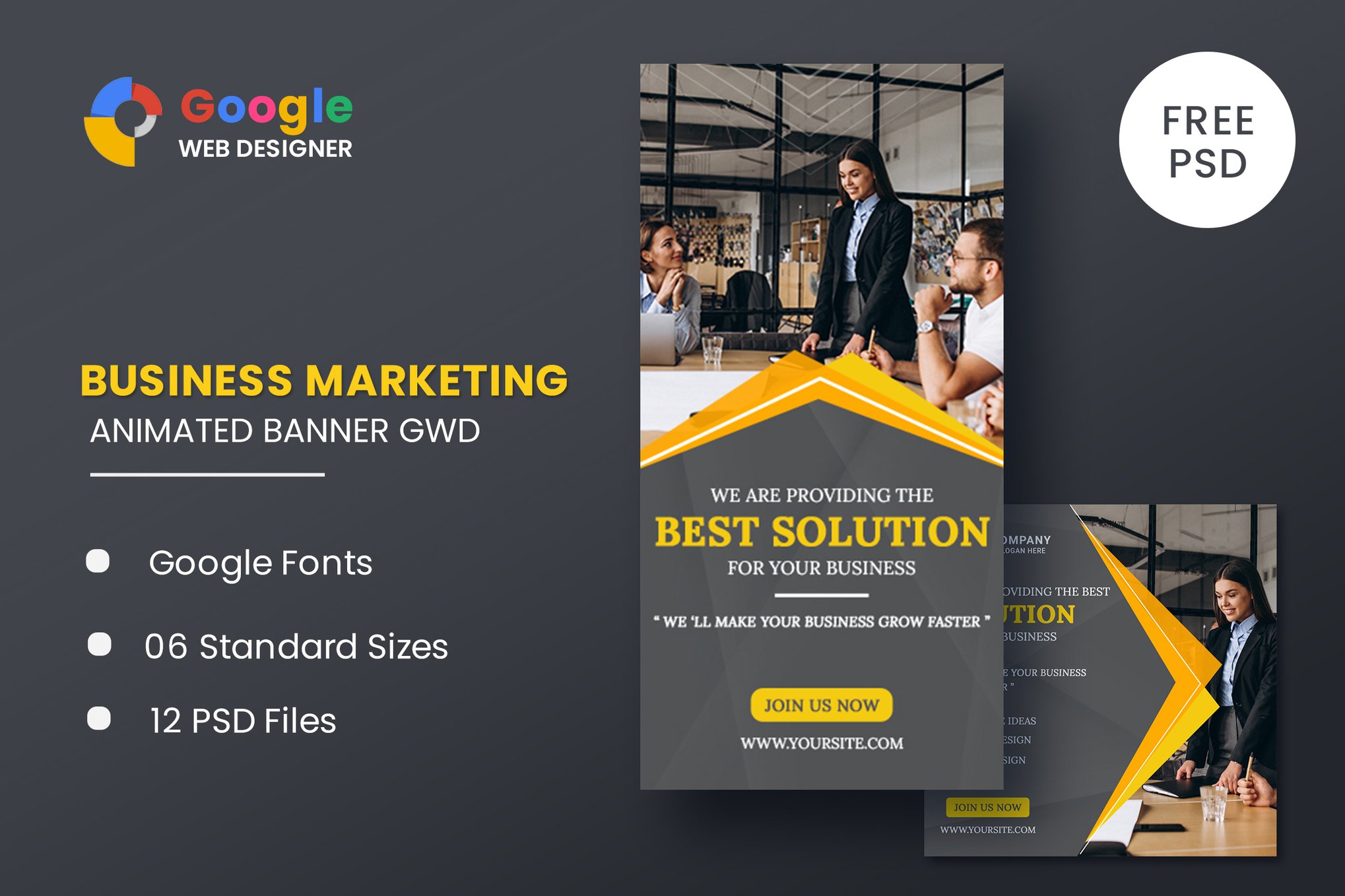 Imagen de portada de Business Marketing Animated Banner GWD (plantilla web)