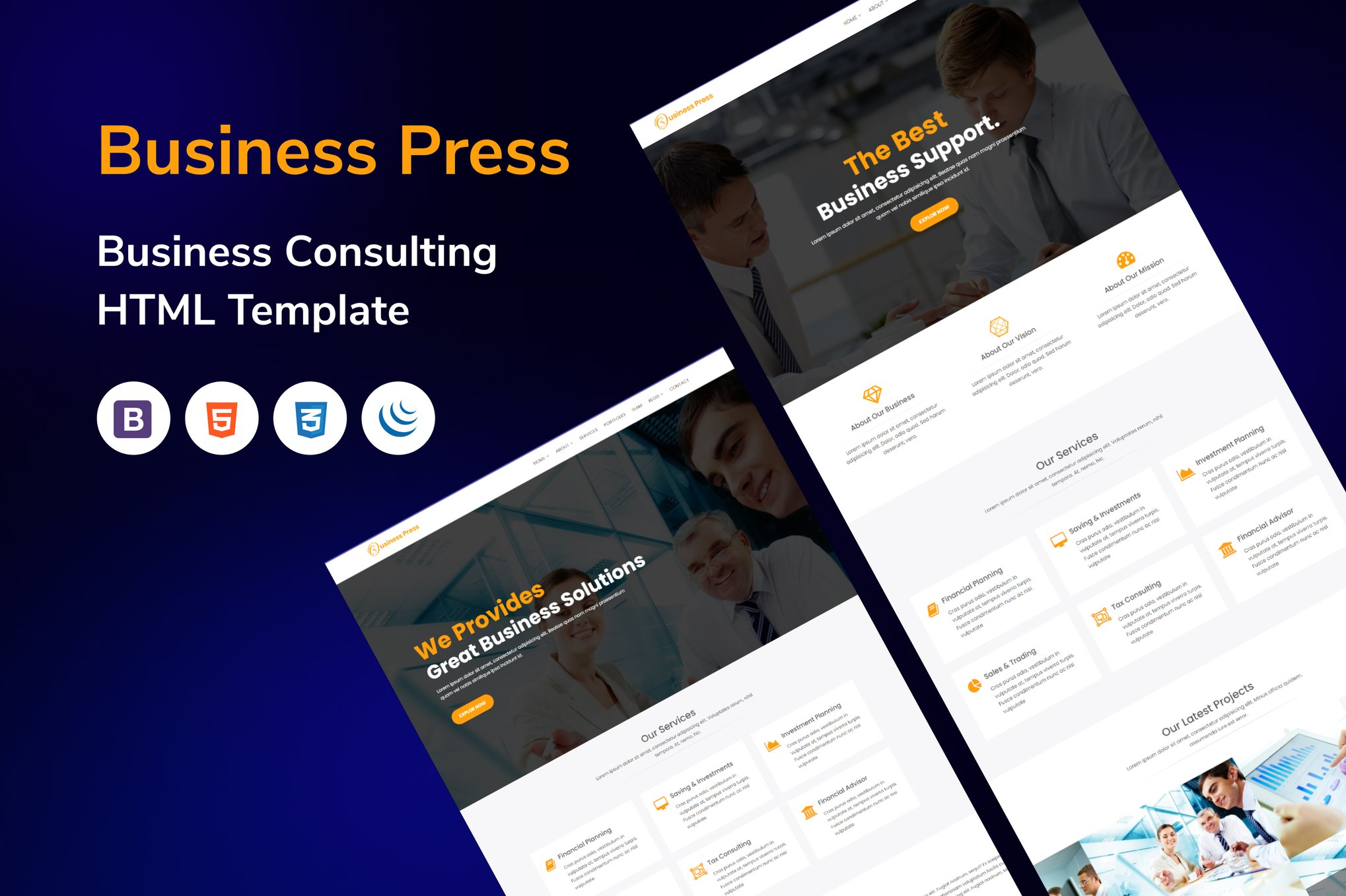 Imagen de portada de BusinessPress HTML5 Teamplate (plantilla web)