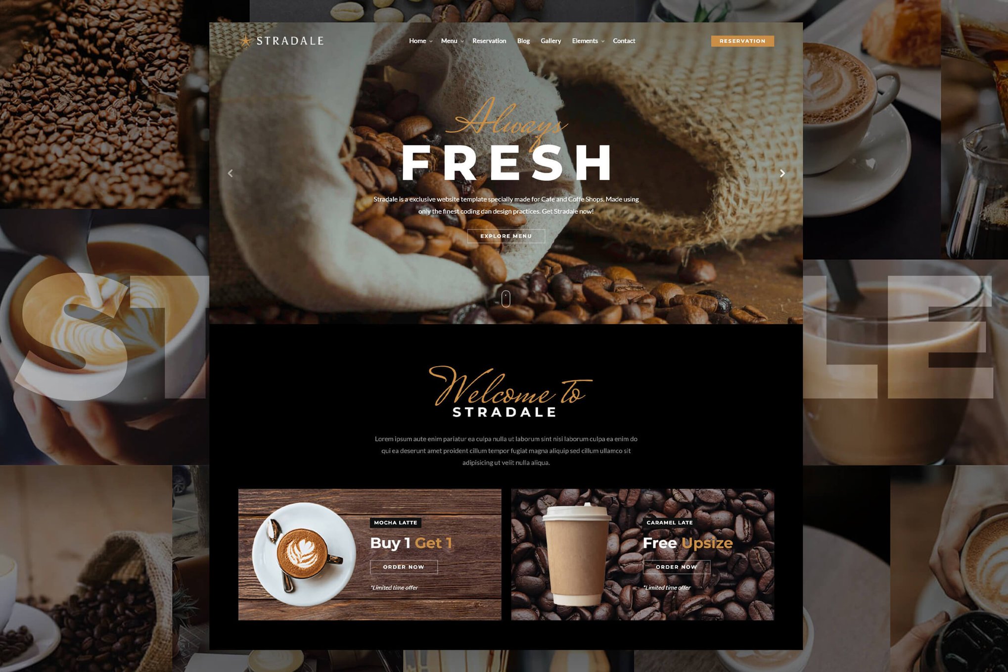 Imagen de portada de Cafe Restaurant Bootstrap Web Template - Stradale (plantilla web)